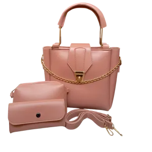 3-Piece Set with Long Adjustable Straps & Two Extra Pouches – Versatile and Stylish Storage Solution - Tea Pink