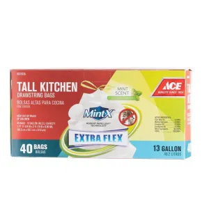 Ace Mint-X 13 gal Mint Scent Kitchen Trash Bags Drawstring 40 pk 0.9 mil