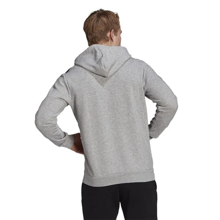 adidas Essentials French Terry 3 Stripe Hoodie - Mens - Medium Grey Heather/Black