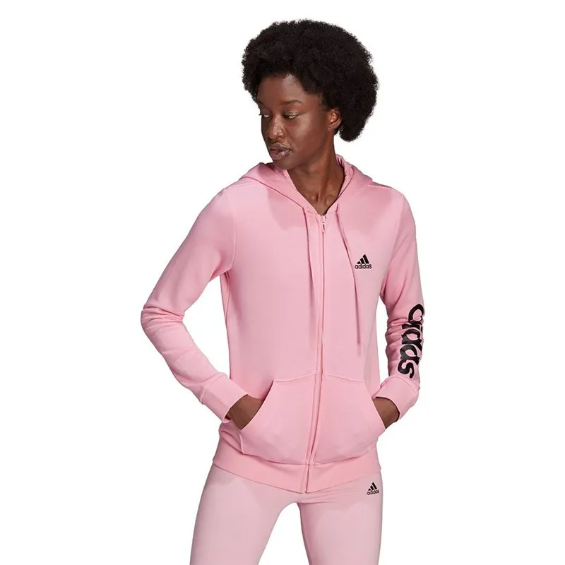 adidas Essentials Logo Full-Zip Hoodie - Womens - Light Pink/Black