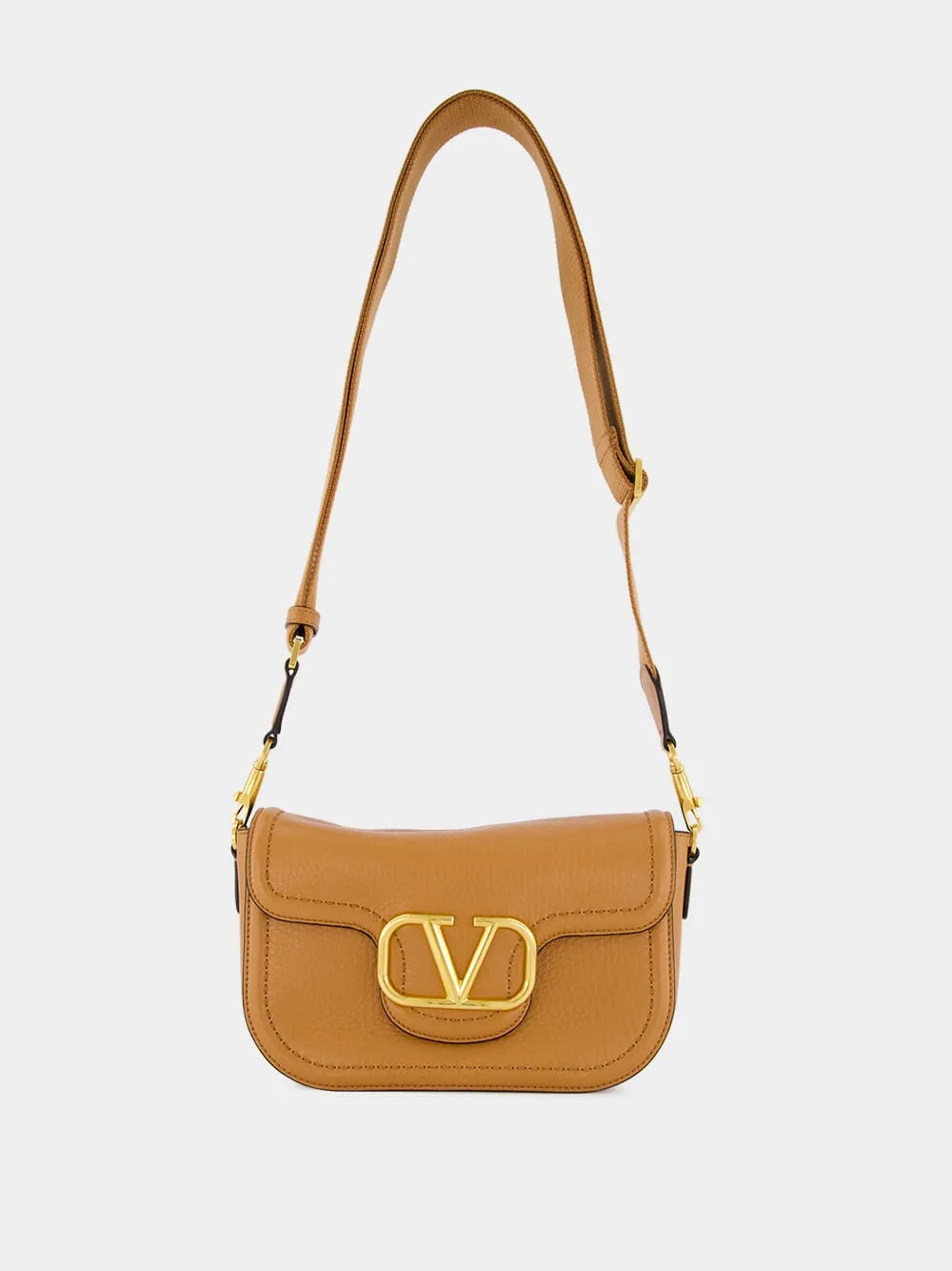 Alltime Almond Grainy Calfskin Shoulder Bag