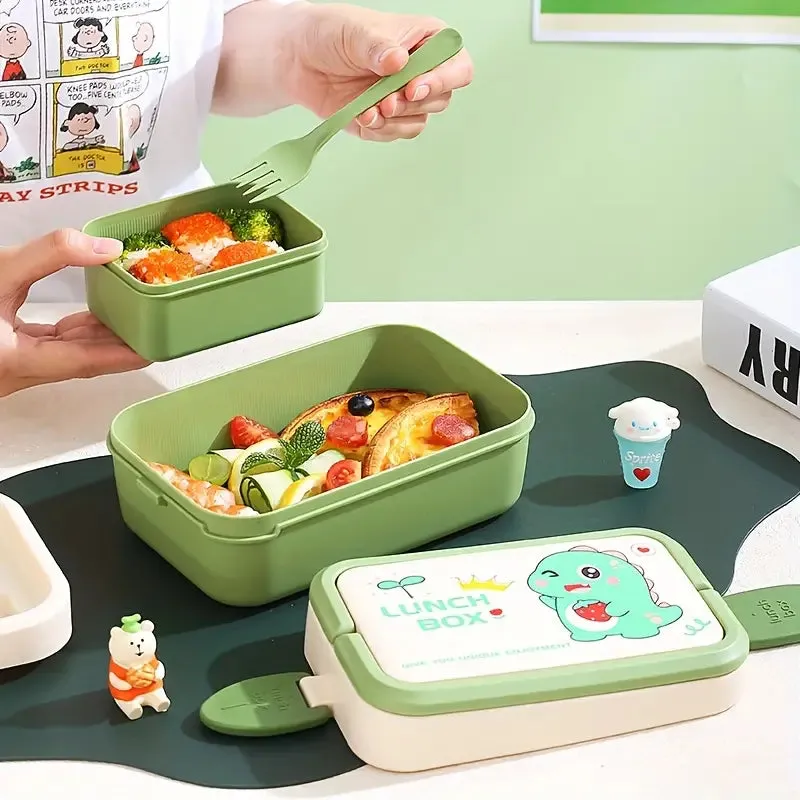 Cartoon Double-Layer Bento Box for Organized and Fun Meals On-the-Go