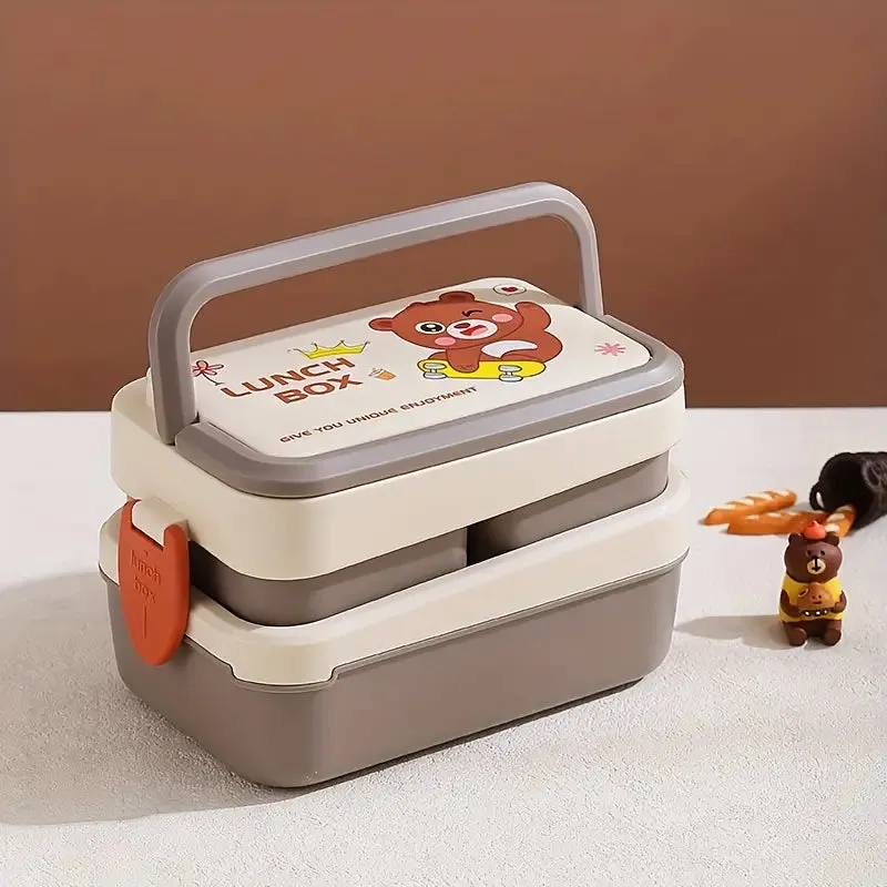 Cartoon Double-Layer Bento Box for Organized and Fun Meals On-the-Go