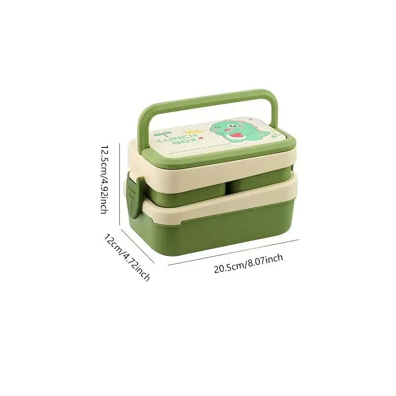 Cartoon Double-Layer Bento Box for Organized and Fun Meals On-the-Go