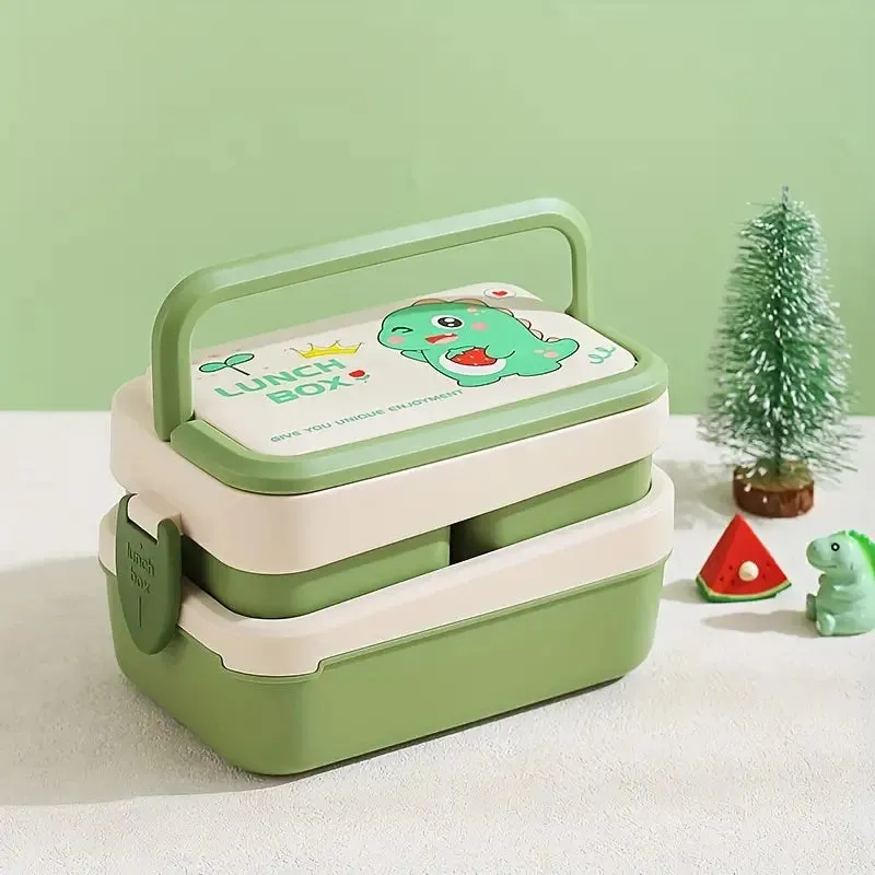 Cartoon Double-Layer Bento Box for Organized and Fun Meals On-the-Go