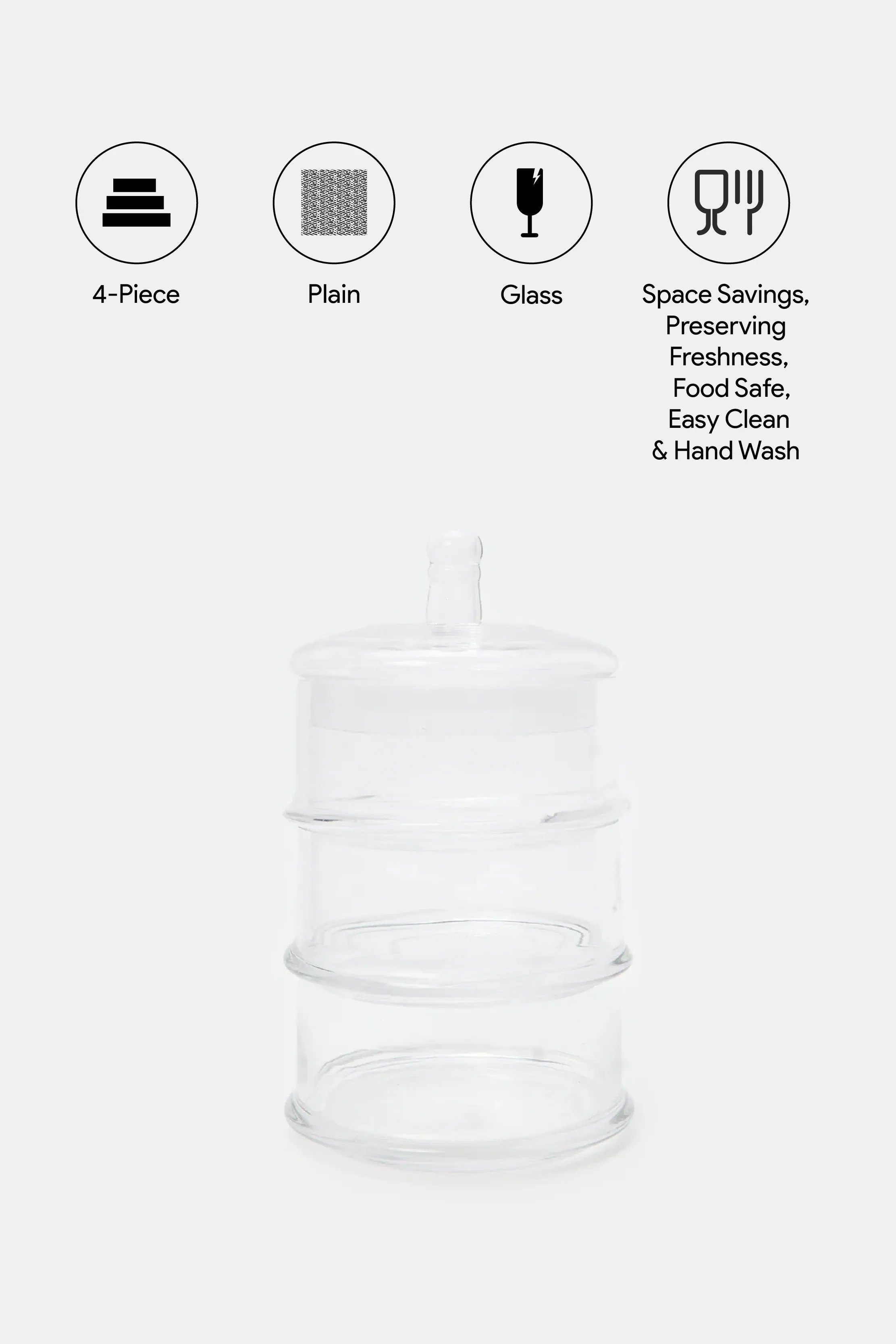 Clear Partition Storage Jar With Lid (4 Piece)