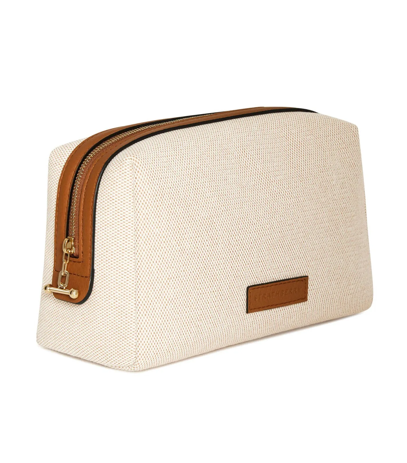 Cosmetic Pouch Canvas Ecru/Tan