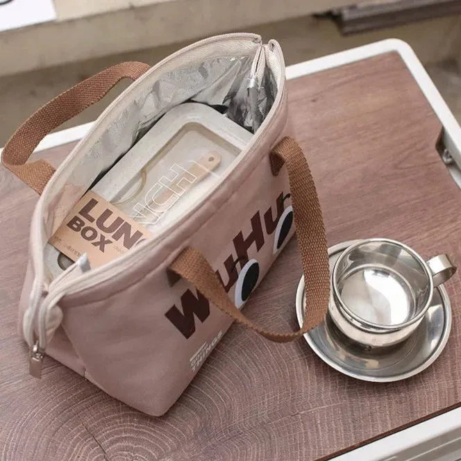 Cute Insulated Rice Bag - Soft Handle Lunch Tote