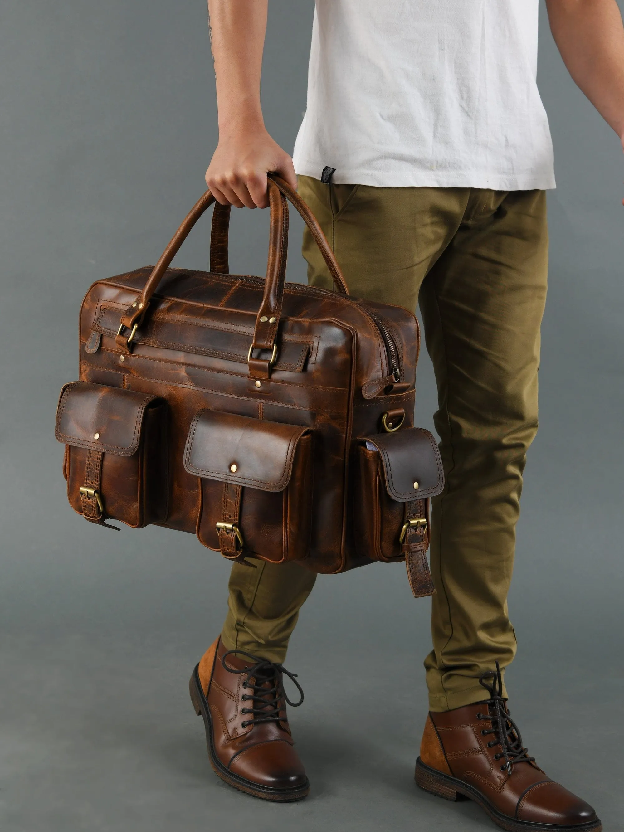 Finn Handcrafted Buffalo Leather Laptop Briefcase