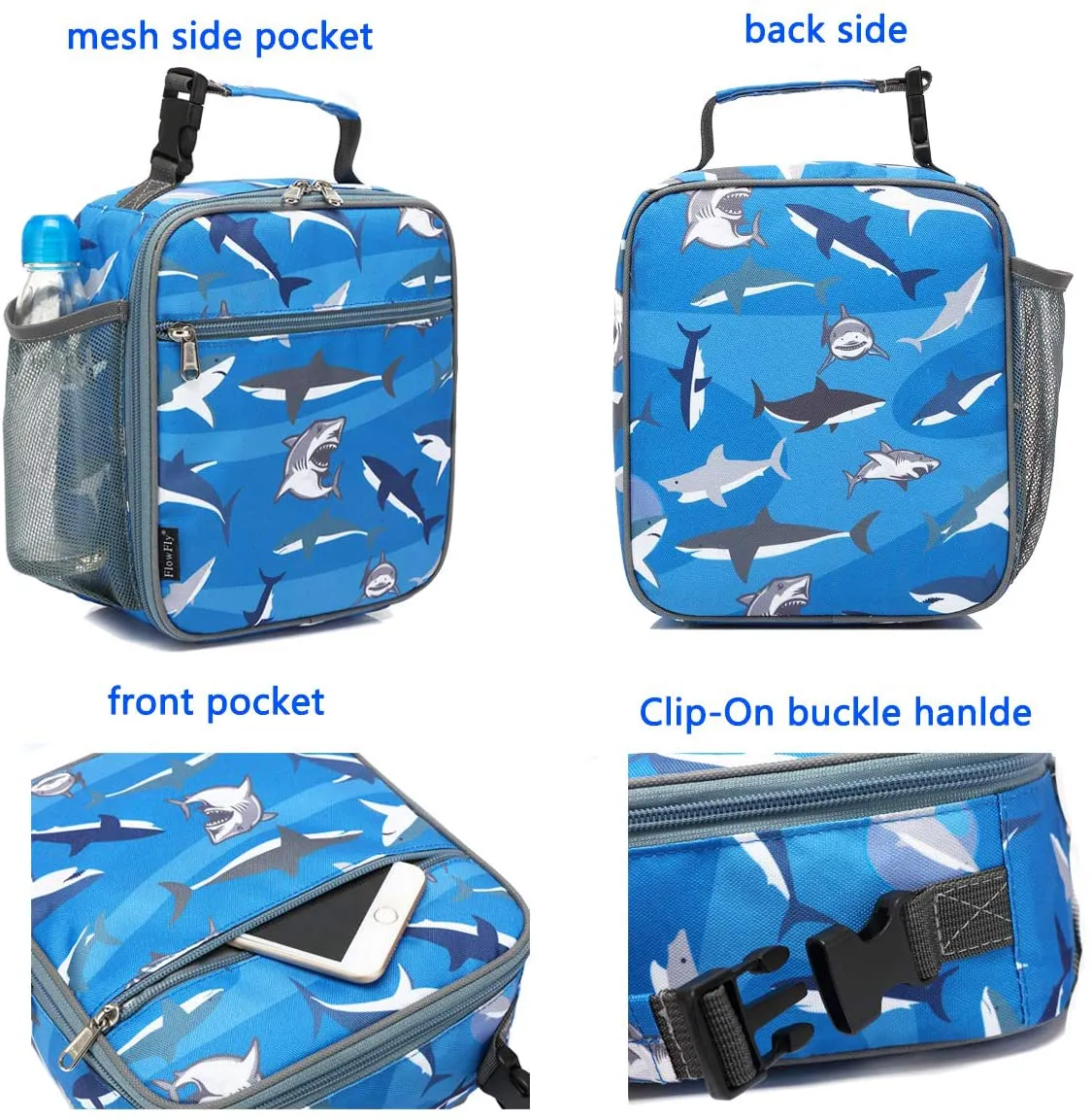 FlowFly Kids Lunch box Insulated Soft Bag Mini Cooler Back to School Thermal Meal Tote Kit for Girls, Boys, Red Camo