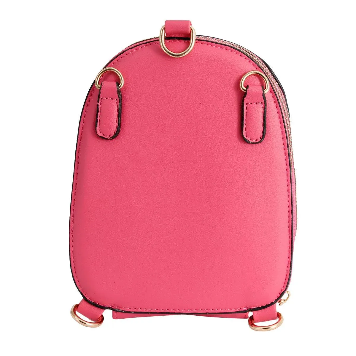 Fuchsia Pink Vegan Leather Floral Mini Backpack: Stylish & Secure