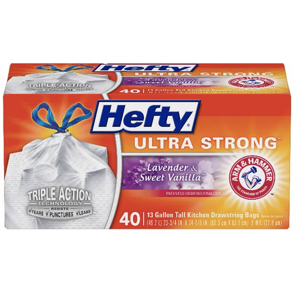 Hefty® Ultra Strong™ Tall Kitchen Trash Bags, 13 Gallon, 40 Count (Lavender & Sweet Vanilla™ Scent)