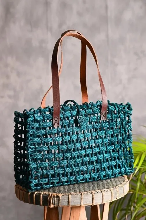 Kadam Haat - Andmade Sabai Grass Mesh Bag - (Indigo)