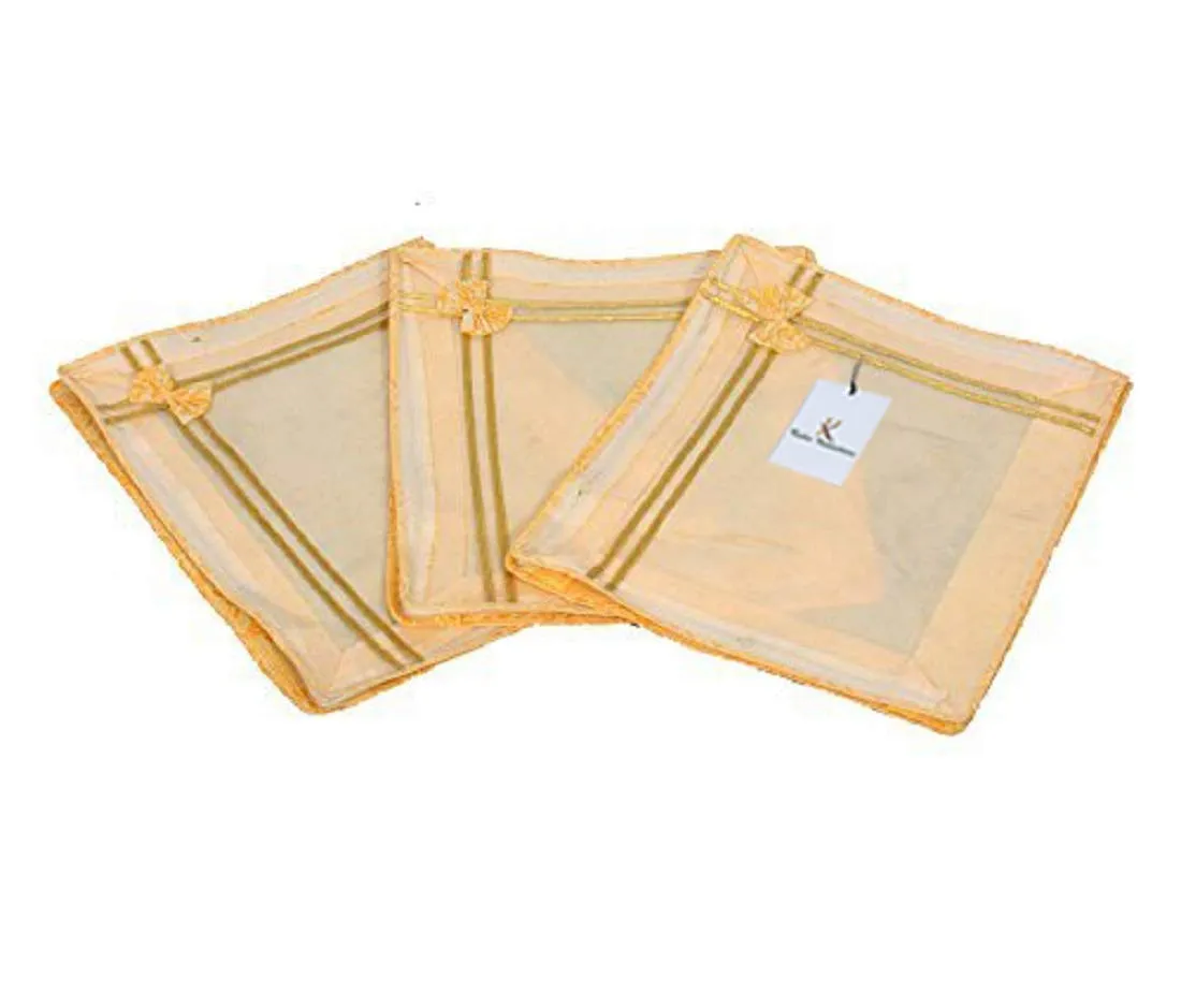 Kuber Industries 3 Pieces Non Woven Saree Cover Set (Gold)