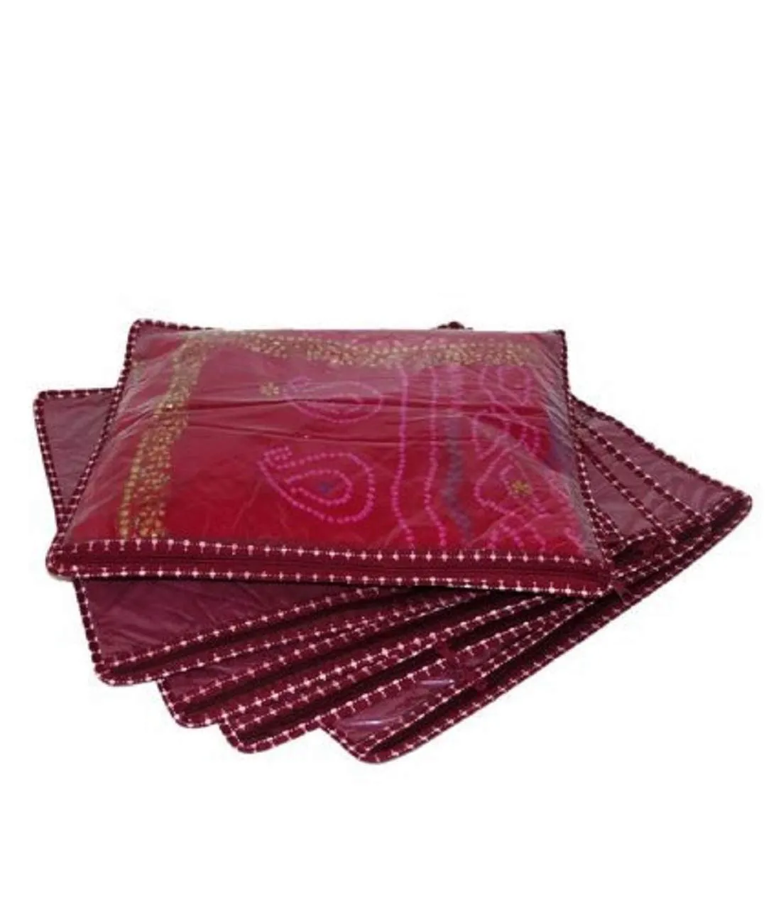 Kuber Industries Clothes Organizer For Wardrobe (Pack of 12) - Single Storage Organizer For Saree | Salwar Suit | Lehenga - Dress Organizer For Wardrobe - Single Saree Covers With Zip (Maroon)