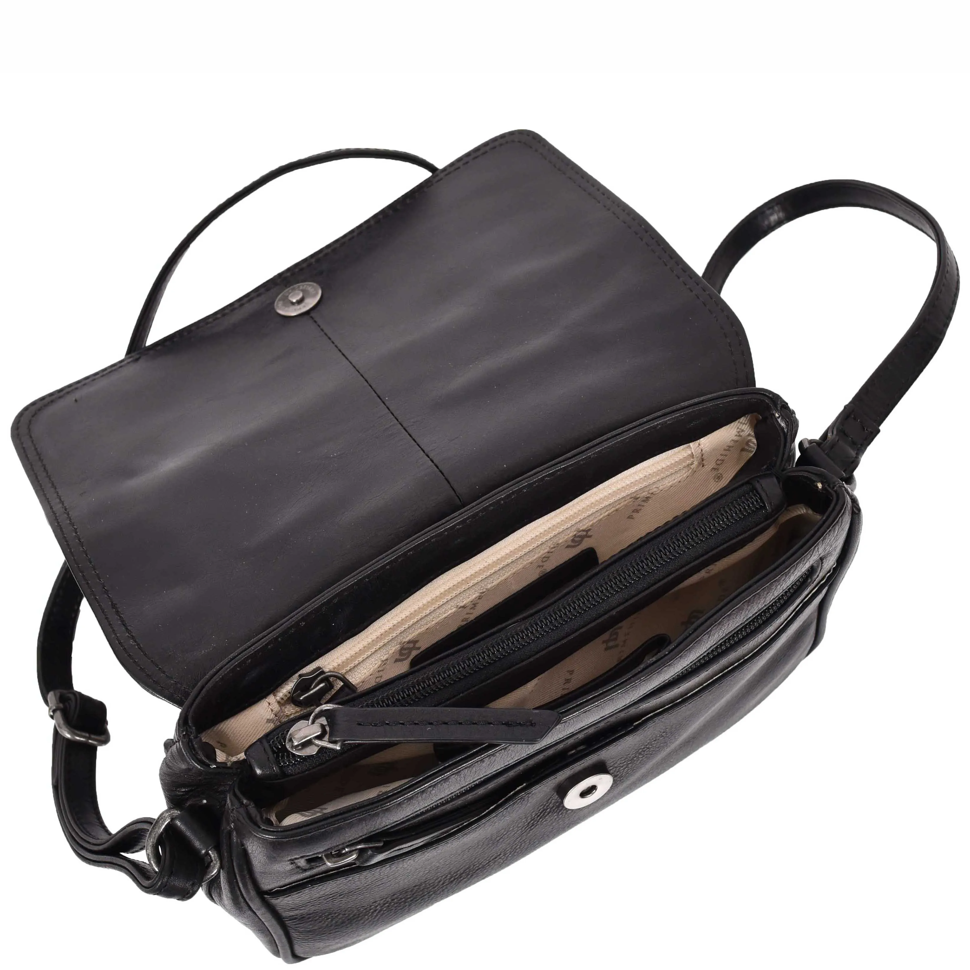 Leather Crossbody Bag Classic Casual Multi Pockets Organiser A202 Black