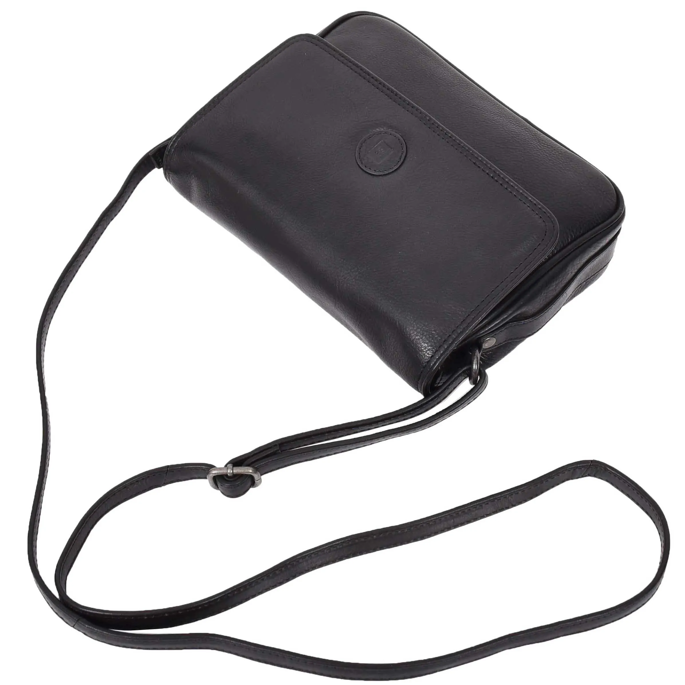 Leather Crossbody Bag Classic Casual Multi Pockets Organiser A202 Black