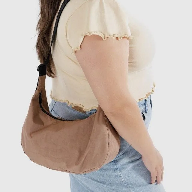 Medium Nylon Crescent Bag - Cocoa (37.5" Strap)