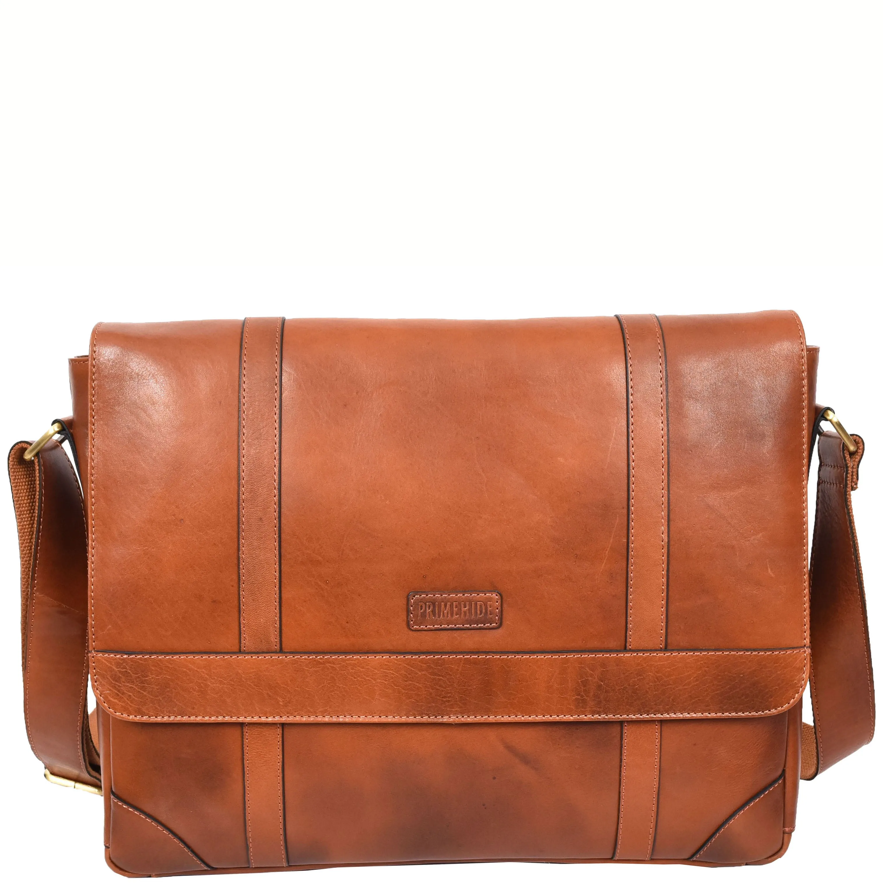 Mens Leather Cross Body Messenger Bag Classic Monza Tan