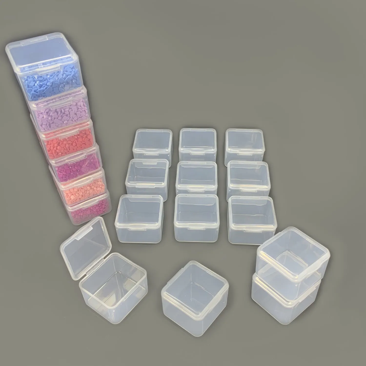 Mini Square Clear Storage Boxes - 3.4 x 3.4 cm