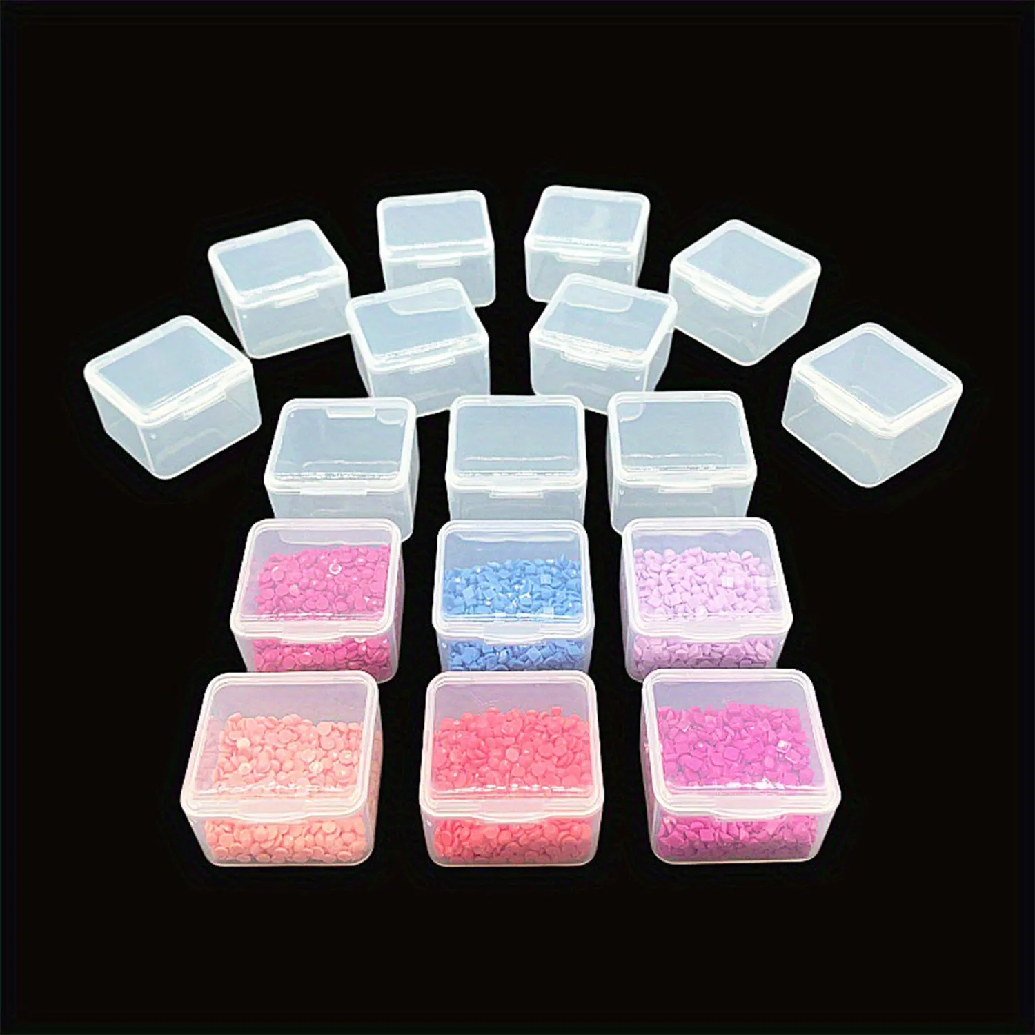 Mini Square Clear Storage Boxes - 3.4 x 3.4 cm