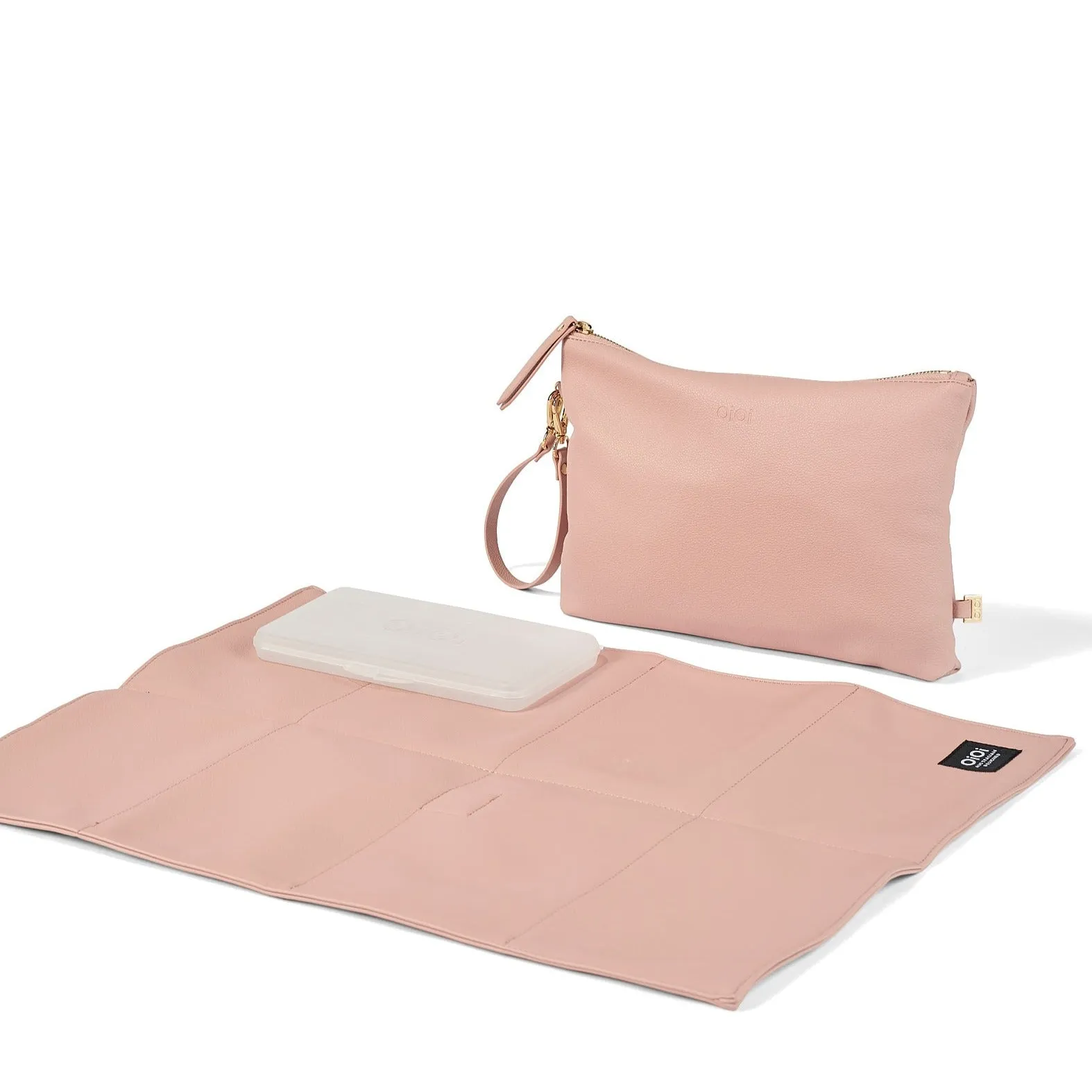 OiOi Nappy Changing Pouch - Pink Dimple Vegan Leather