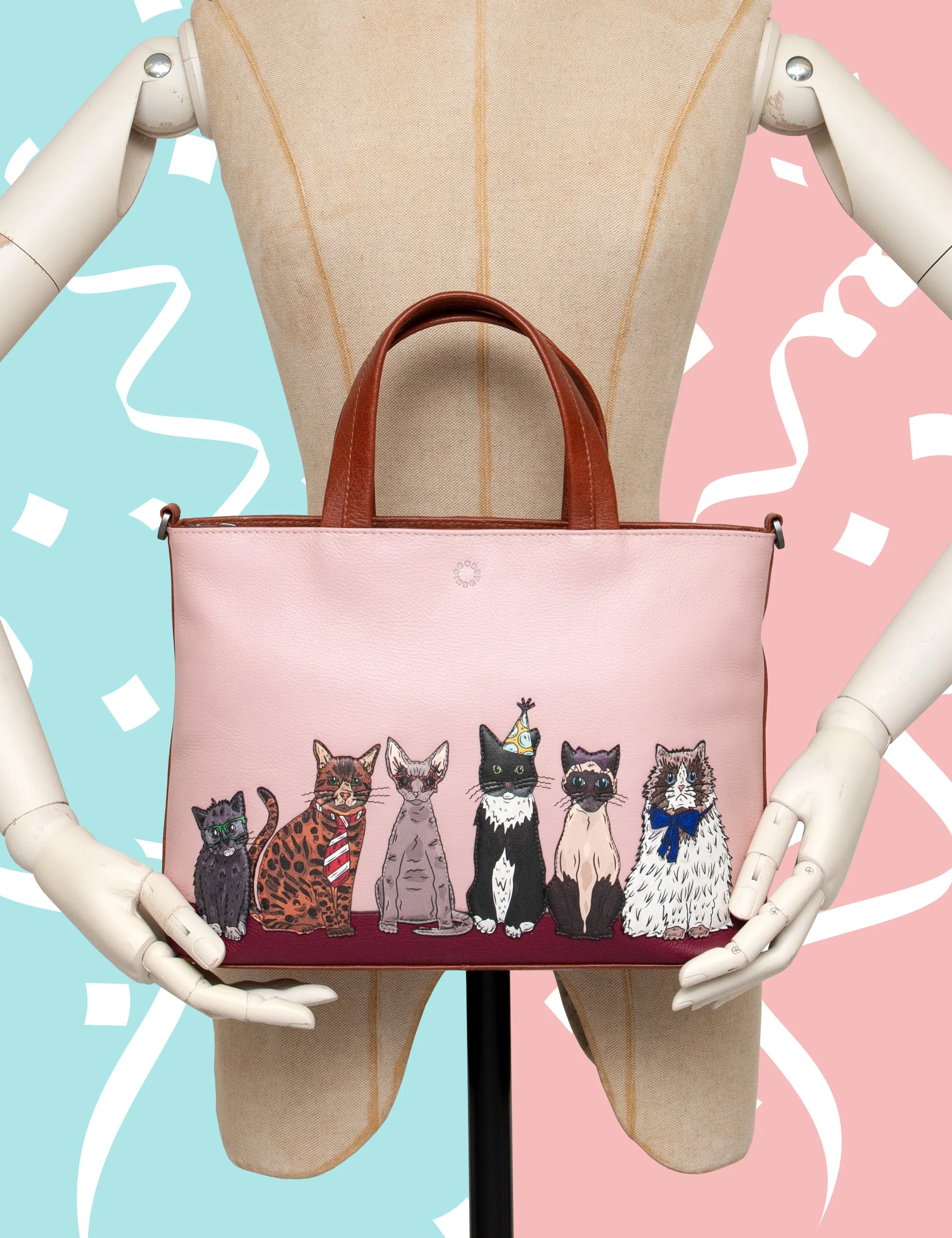 Party Cats Leather Multiway Grab Bag