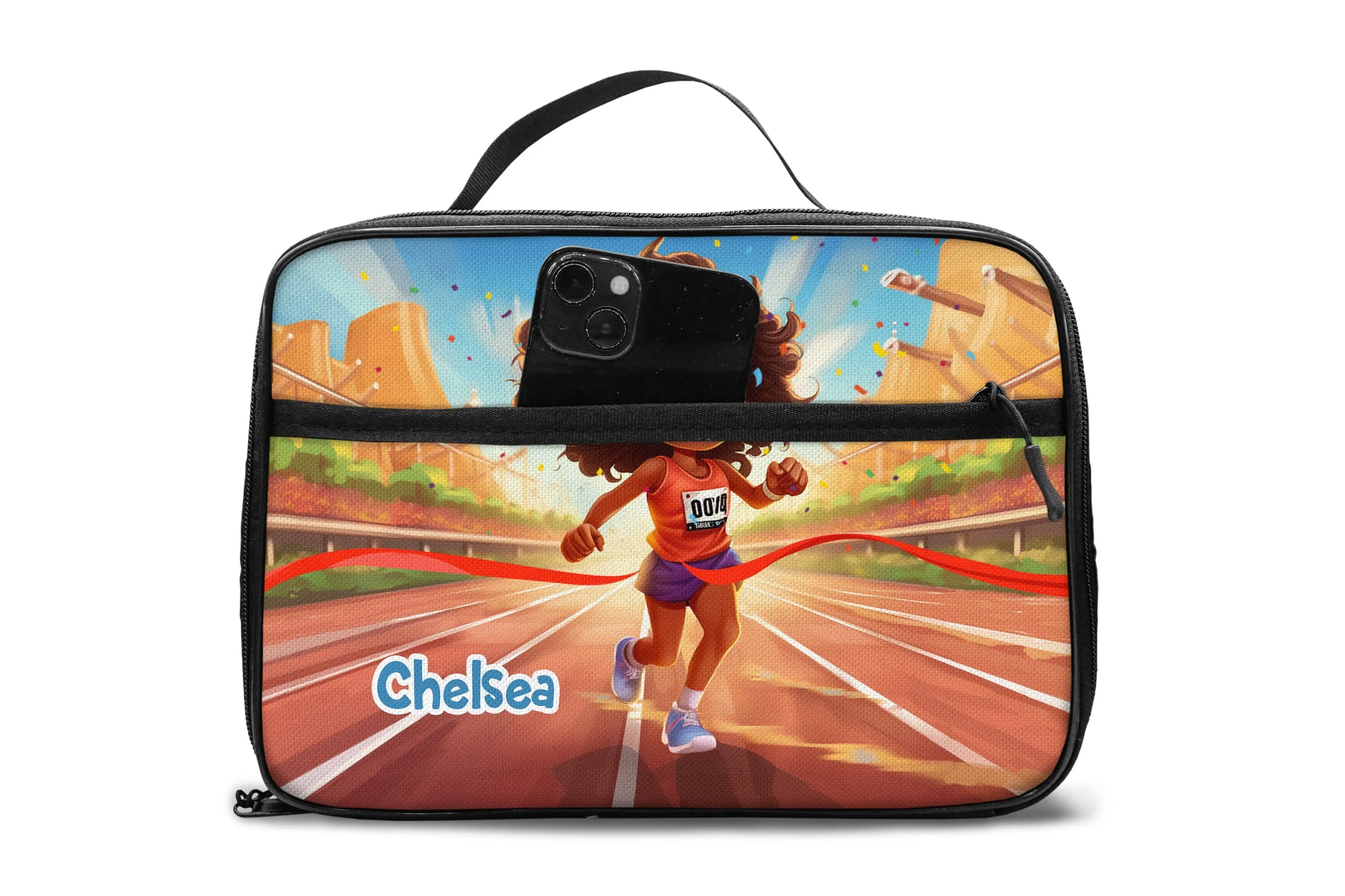 Personalized Little Afro Athlete Lunch Bag For Kids (Without Containers)