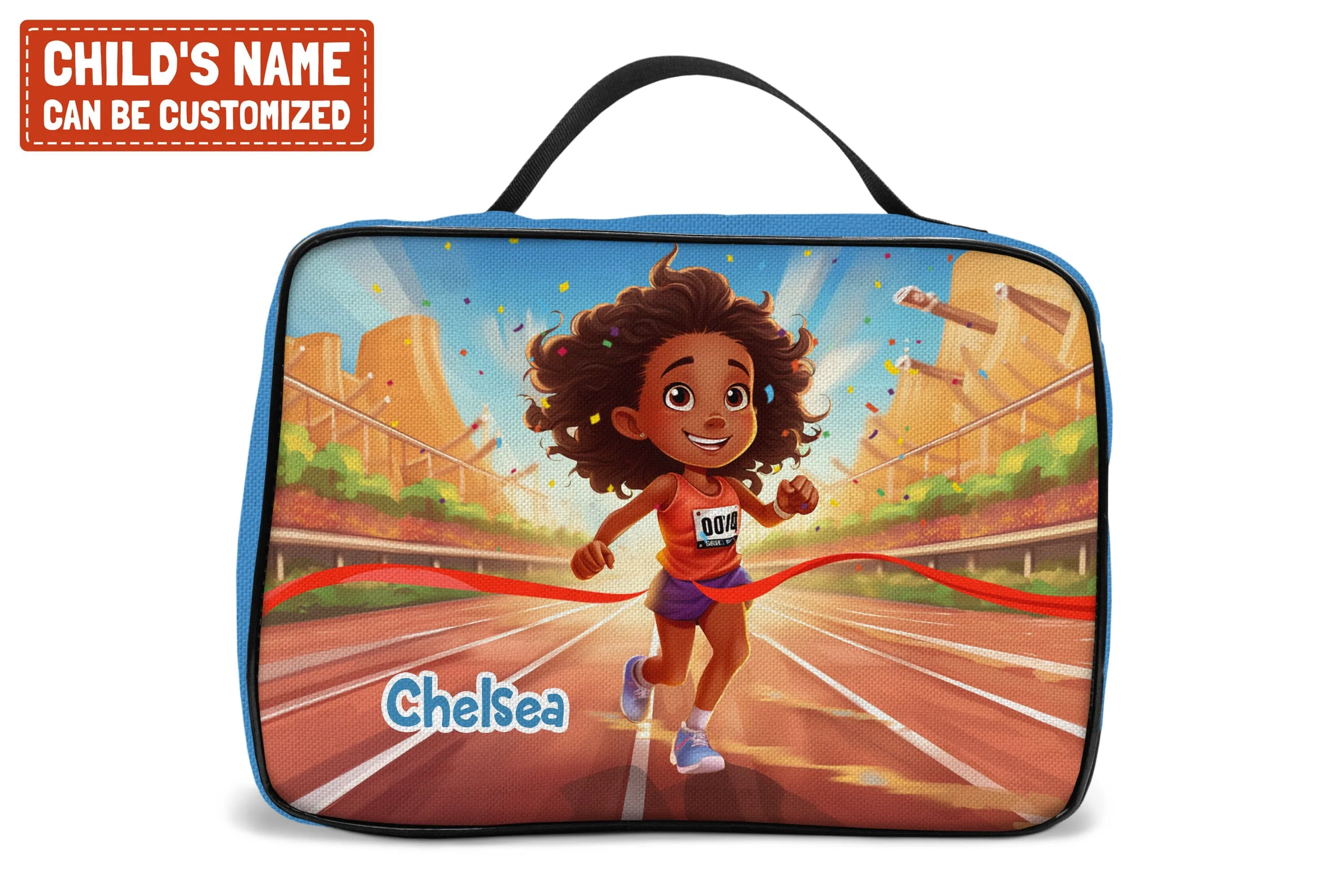 Personalized Little Afro Athlete Lunch Bag For Kids (Without Containers)