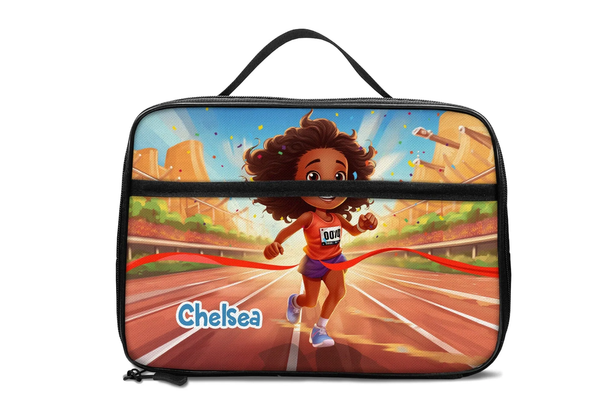 Personalized Little Afro Athlete Lunch Bag For Kids (Without Containers)