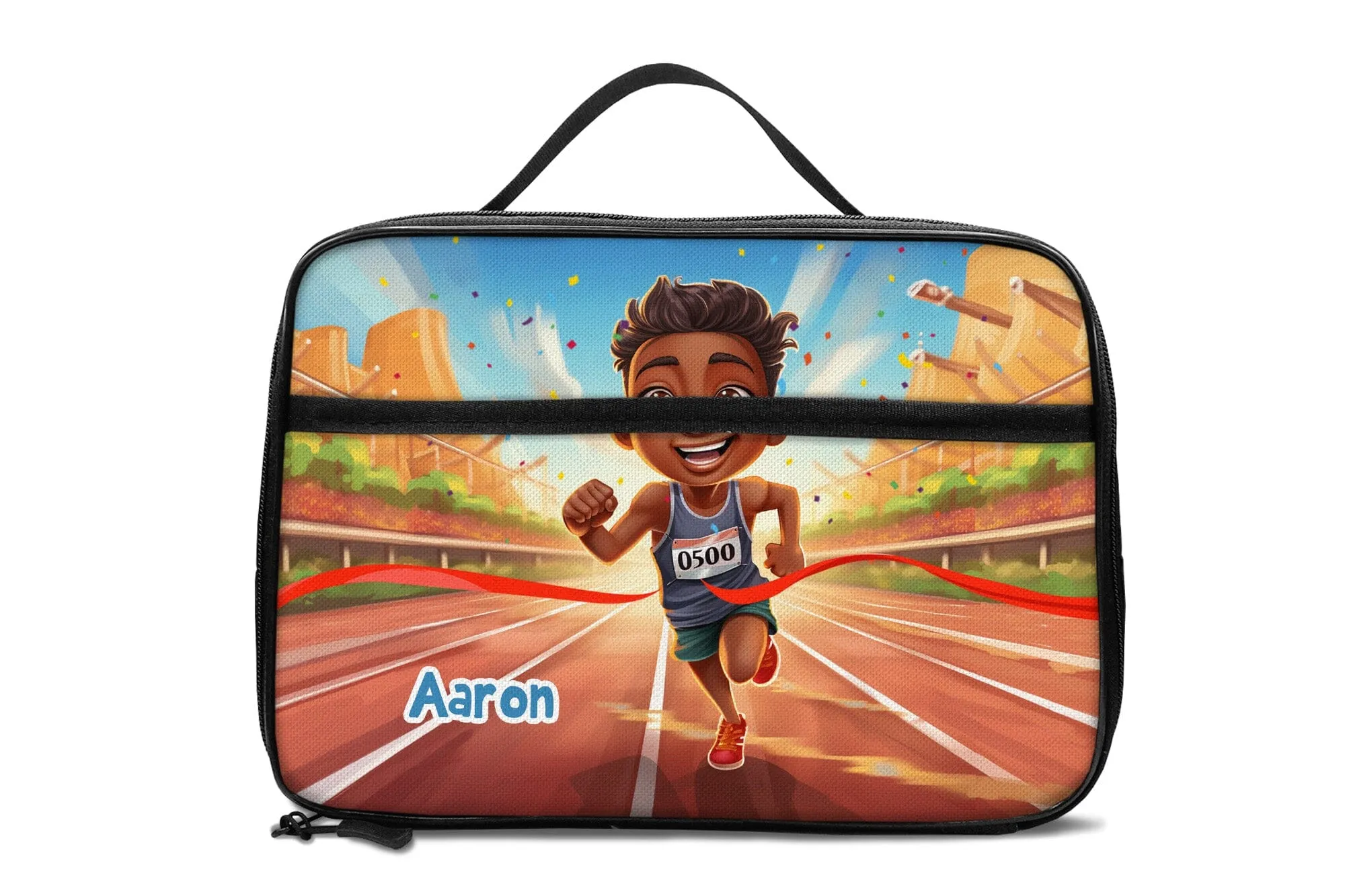 Personalized Little Afro Athlete Lunch Bag For Kids (Without Containers)