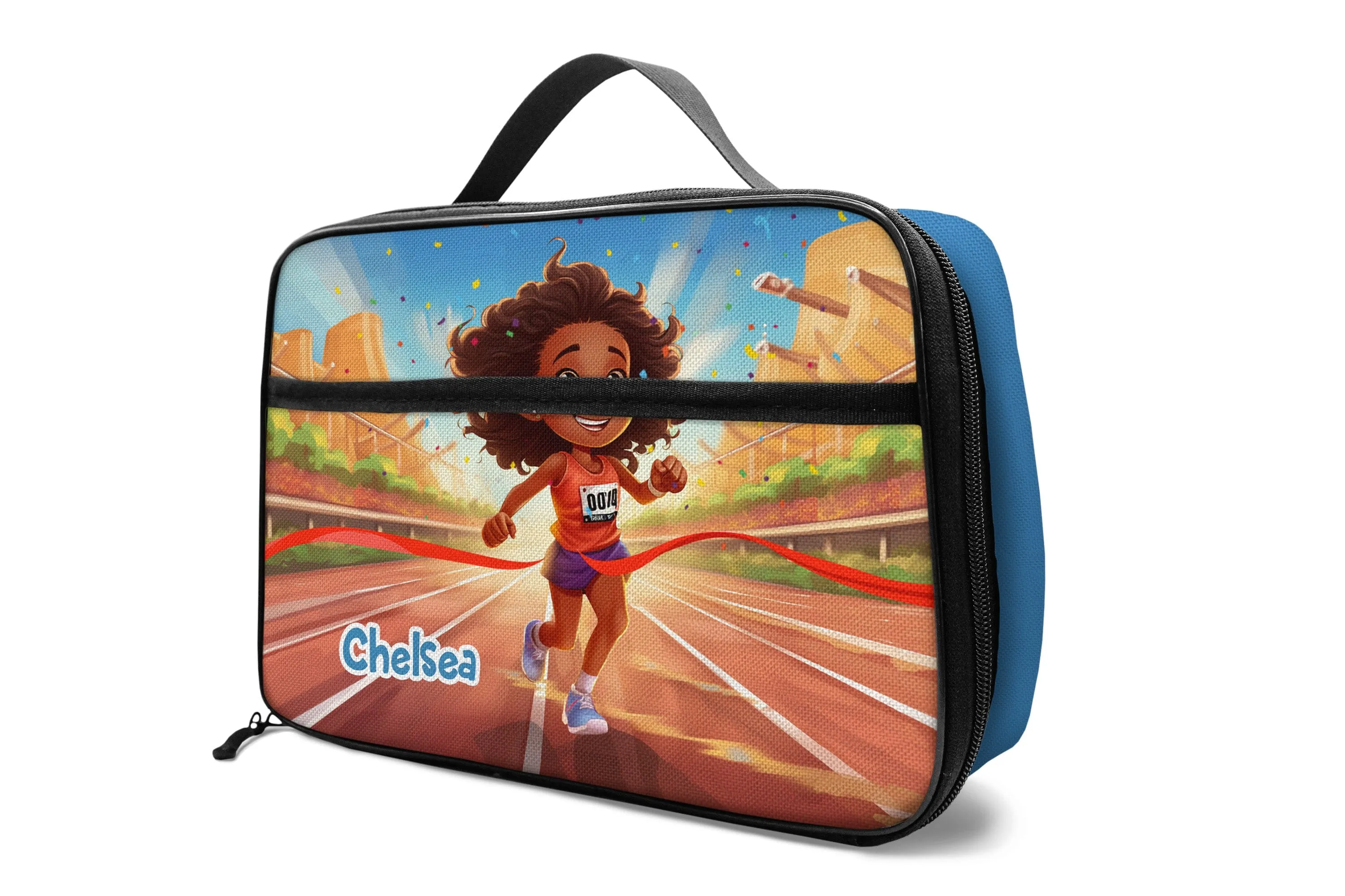 Personalized Little Afro Athlete Lunch Bag For Kids (Without Containers)