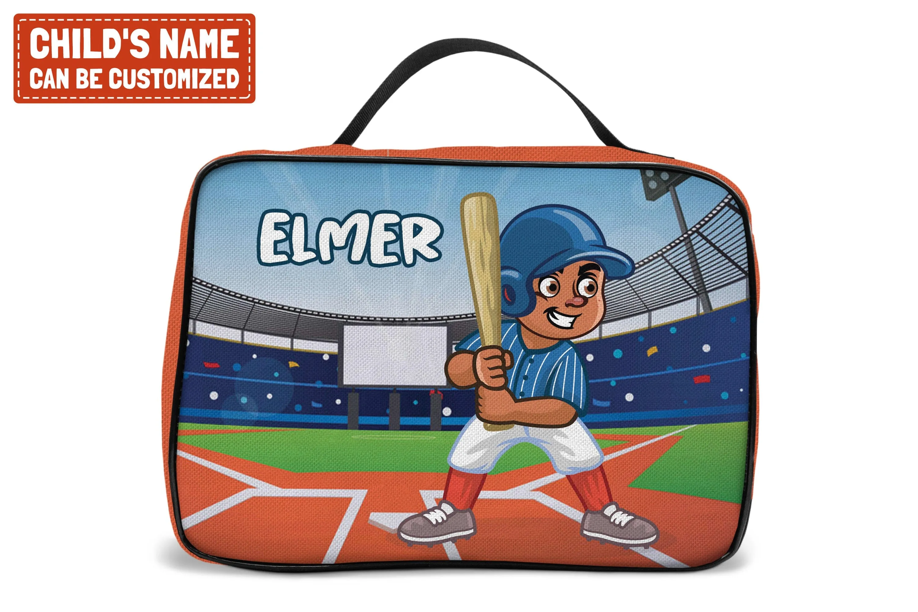 Personalized Little Afro Baseball Player Lunch Bag For Kids (Without Containers)