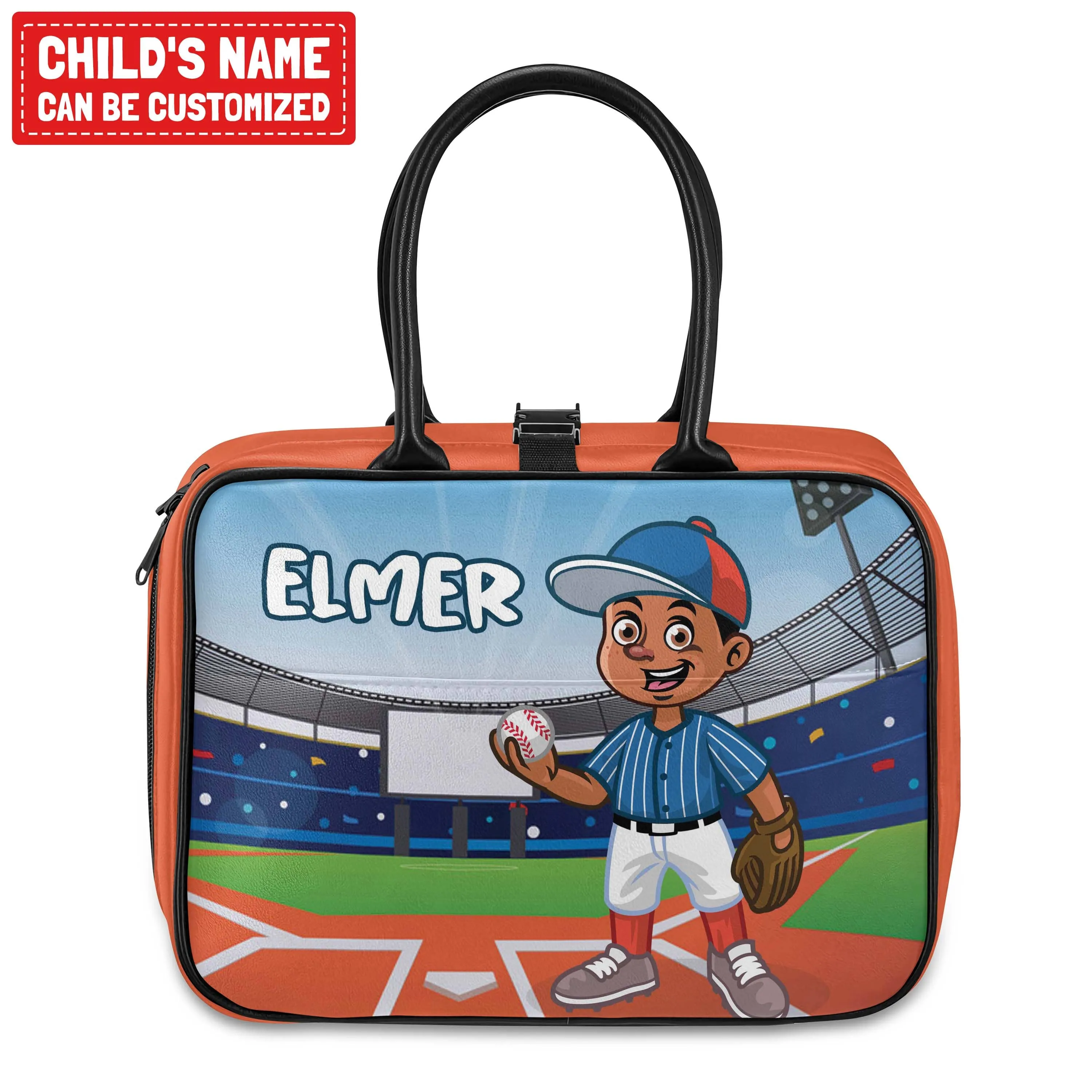 Personalized Little Afro Baseball Player Lunch Bag For Kids (Without Containers)