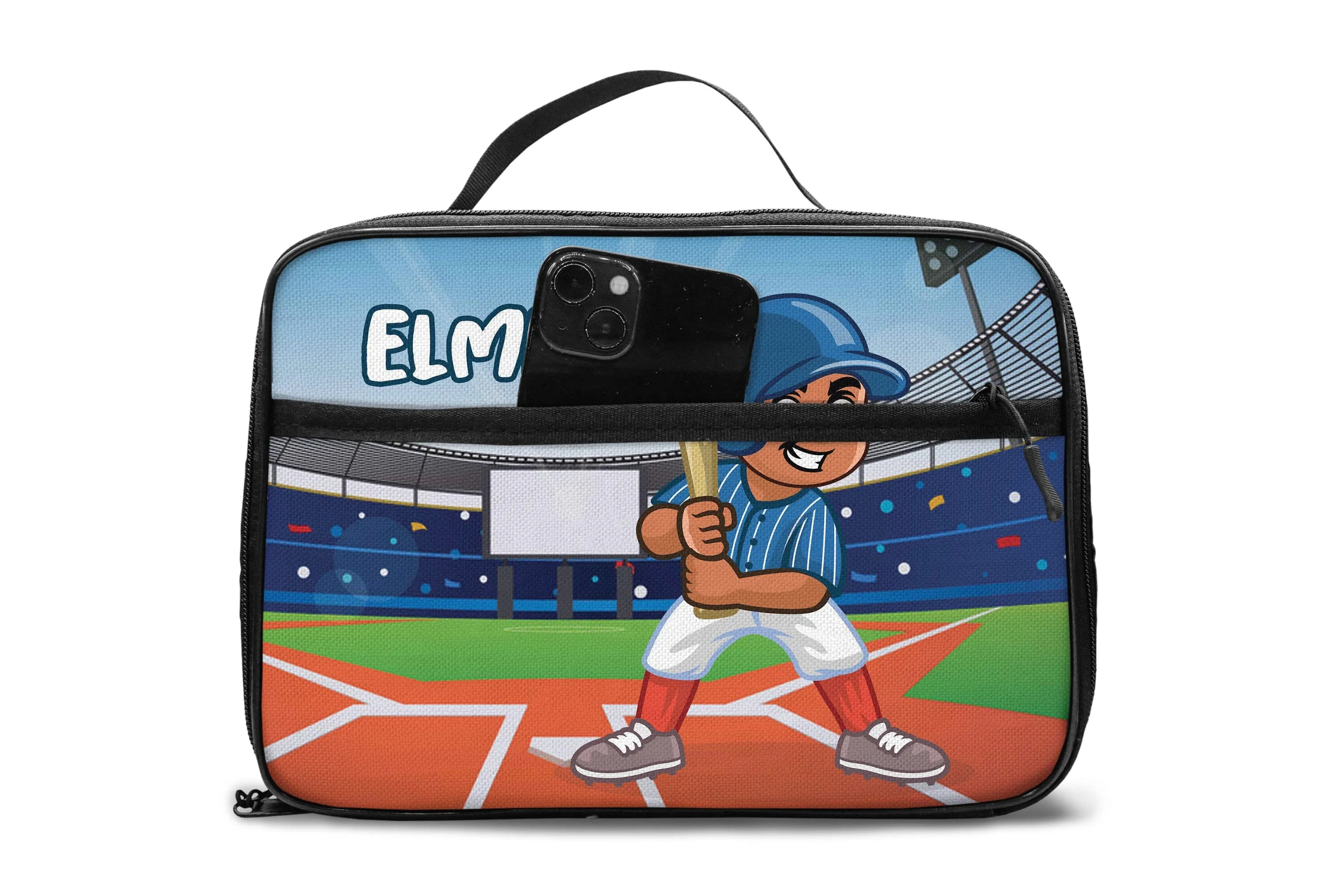 Personalized Little Afro Baseball Player Lunch Bag For Kids (Without Containers)