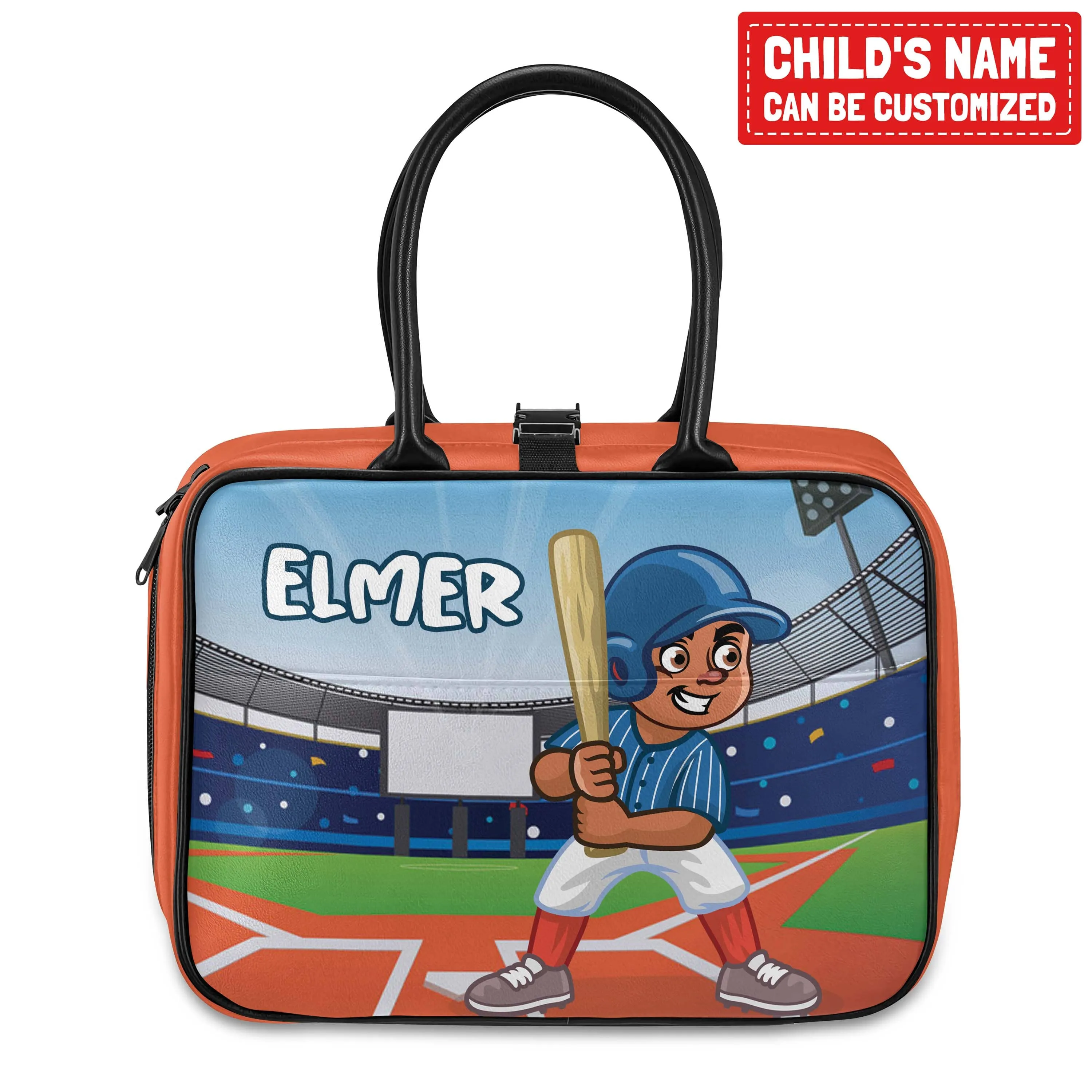 Personalized Little Afro Baseball Player Lunch Bag For Kids (Without Containers)