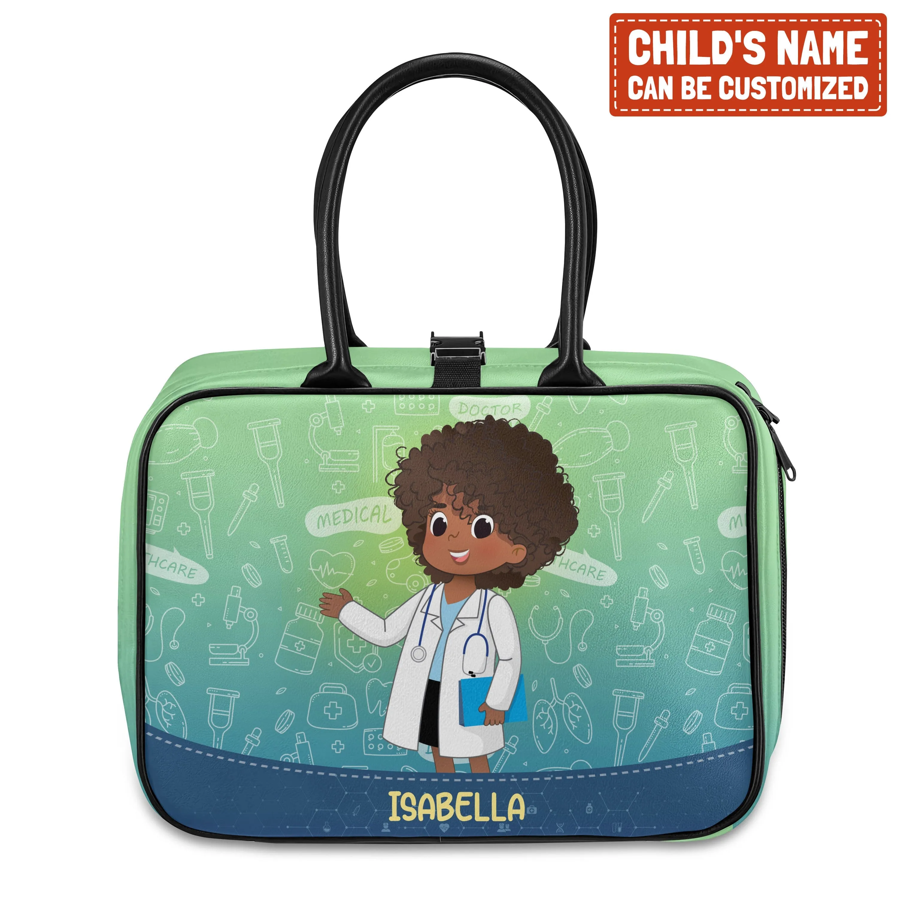 Personalized Little Afro Doctor Lunch Bag For Kids (Without Containers)