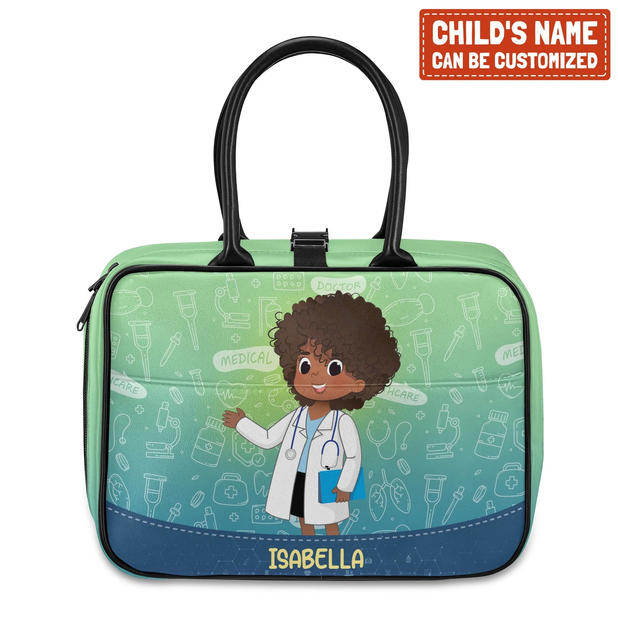 Personalized Little Afro Doctor Lunch Bag For Kids (Without Containers)