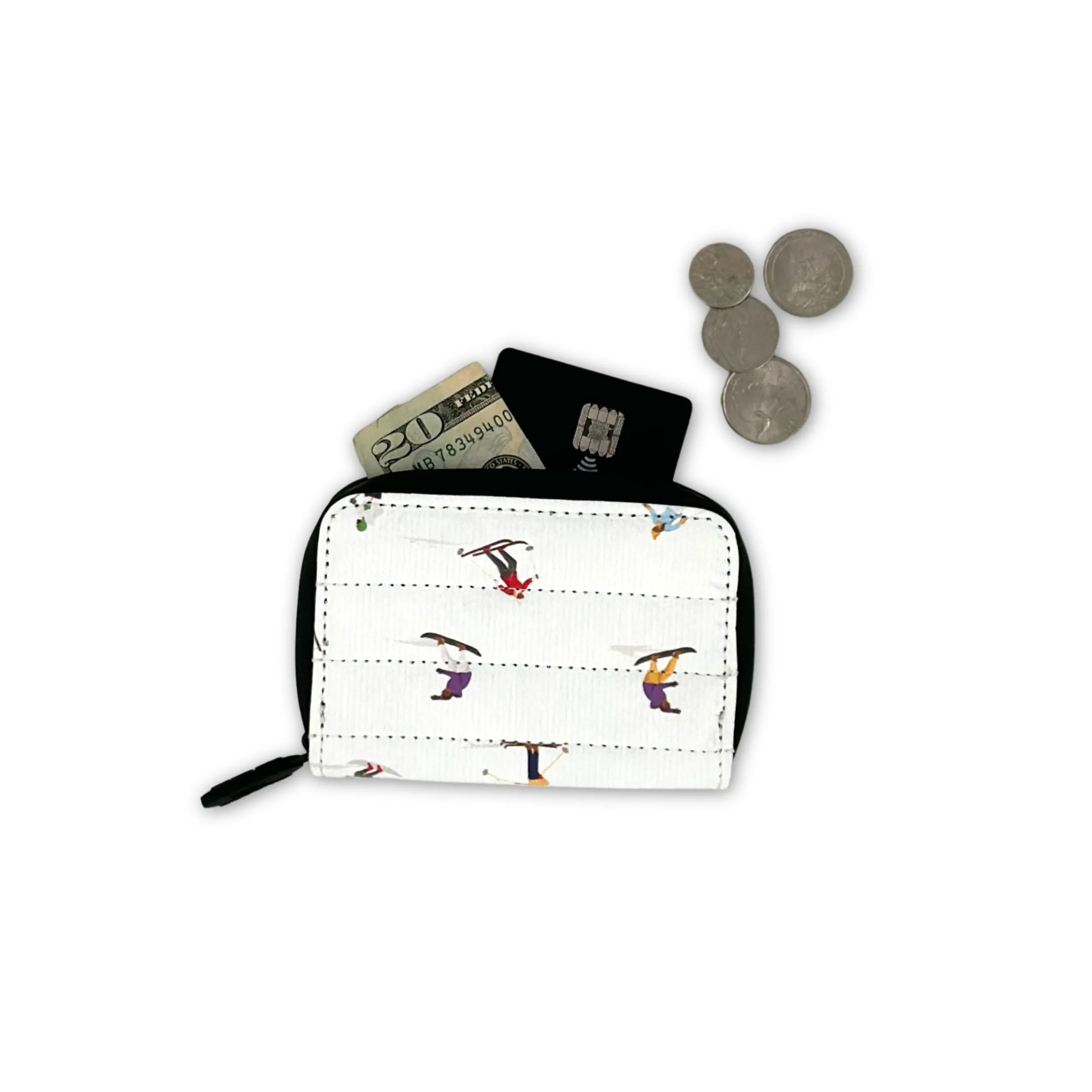 Puffer Zipper Wallet in Dancing Skiers