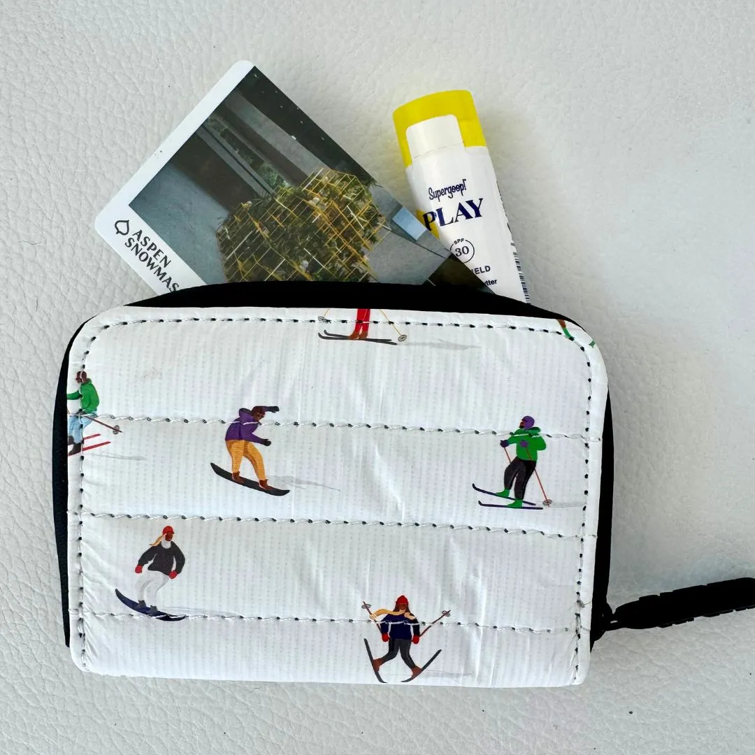 Puffer Zipper Wallet in Dancing Skiers