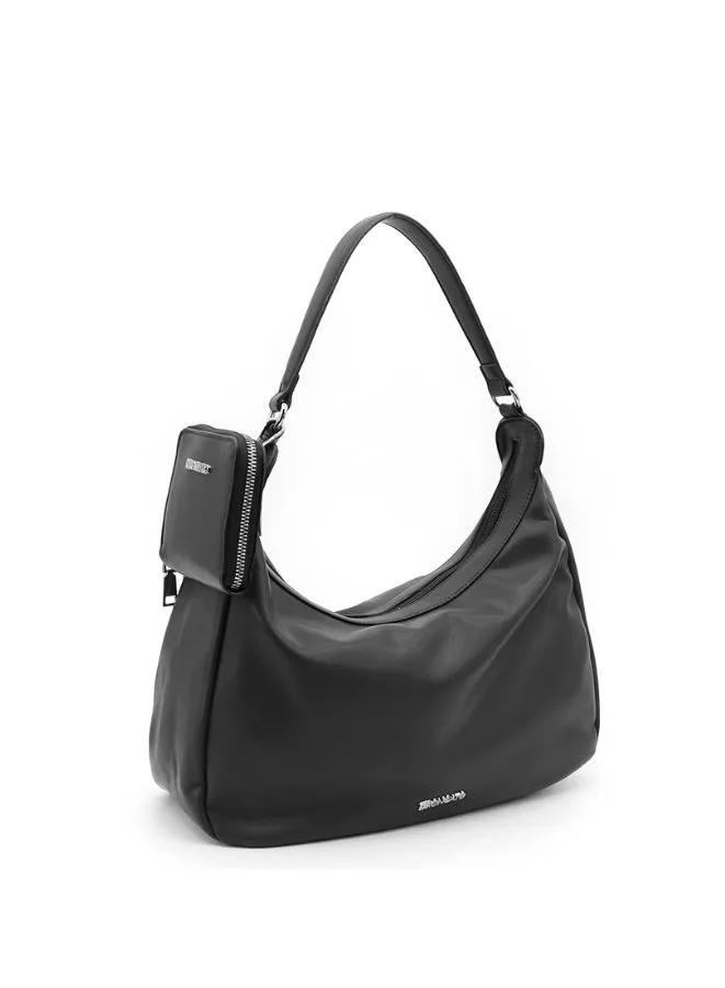 R Roncato Leather Bag with a Mini Pouch and Shoulder Strap