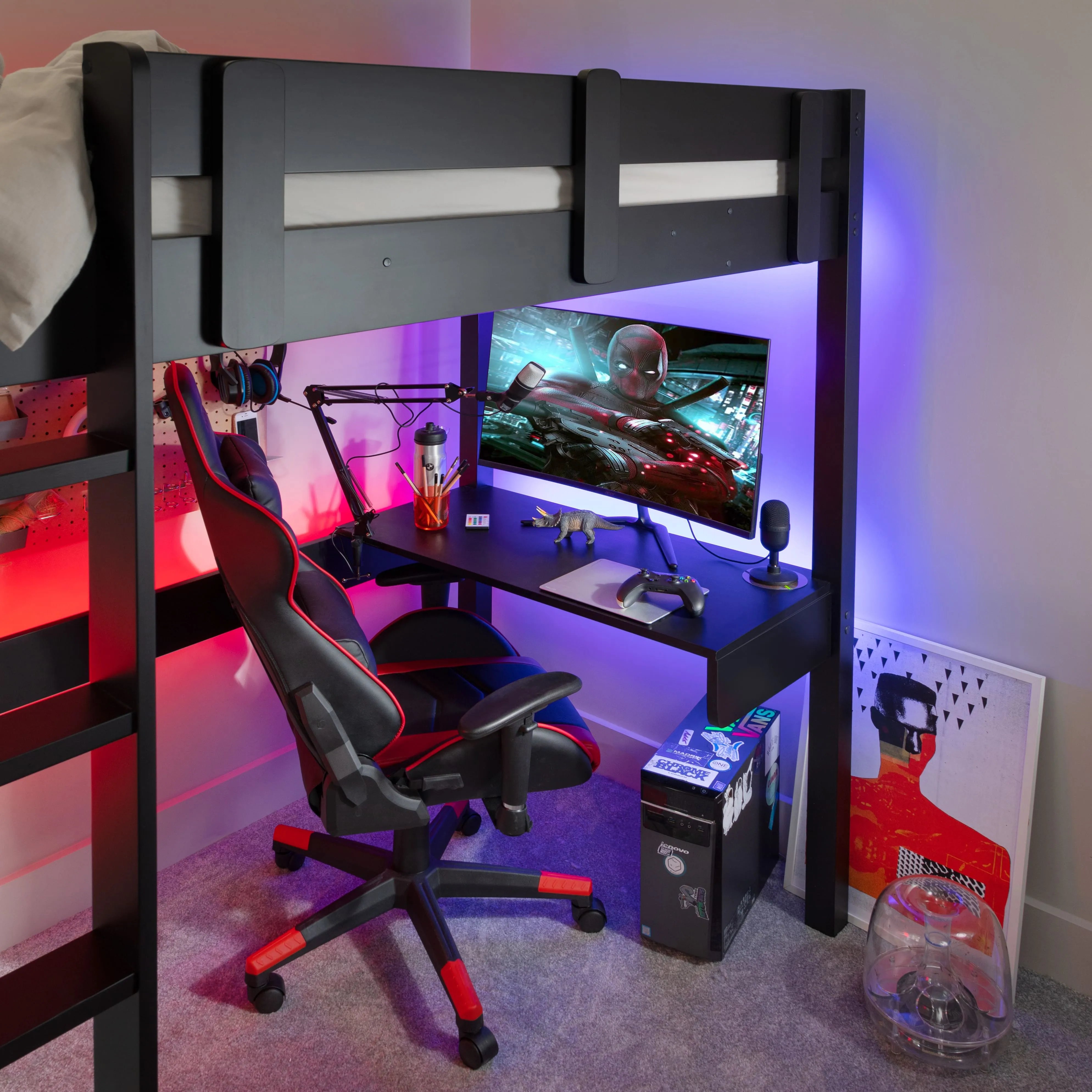 Storm Gaming High Sleeper Station in Black