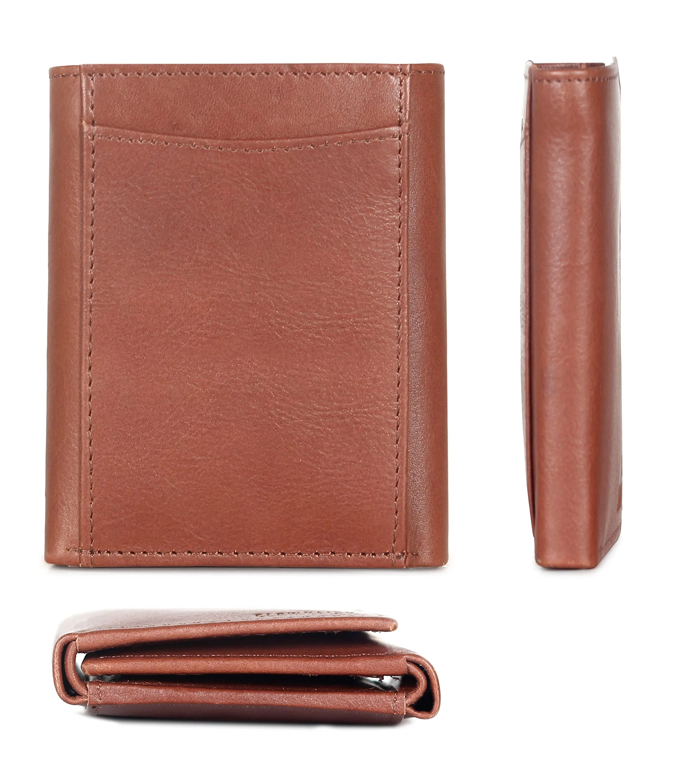 THE CLOWNFISH RFID Protected Genuine Leather Tri-Fold Wallet for Men with Multiple Card Slots & ID Window (Ginger Brown)