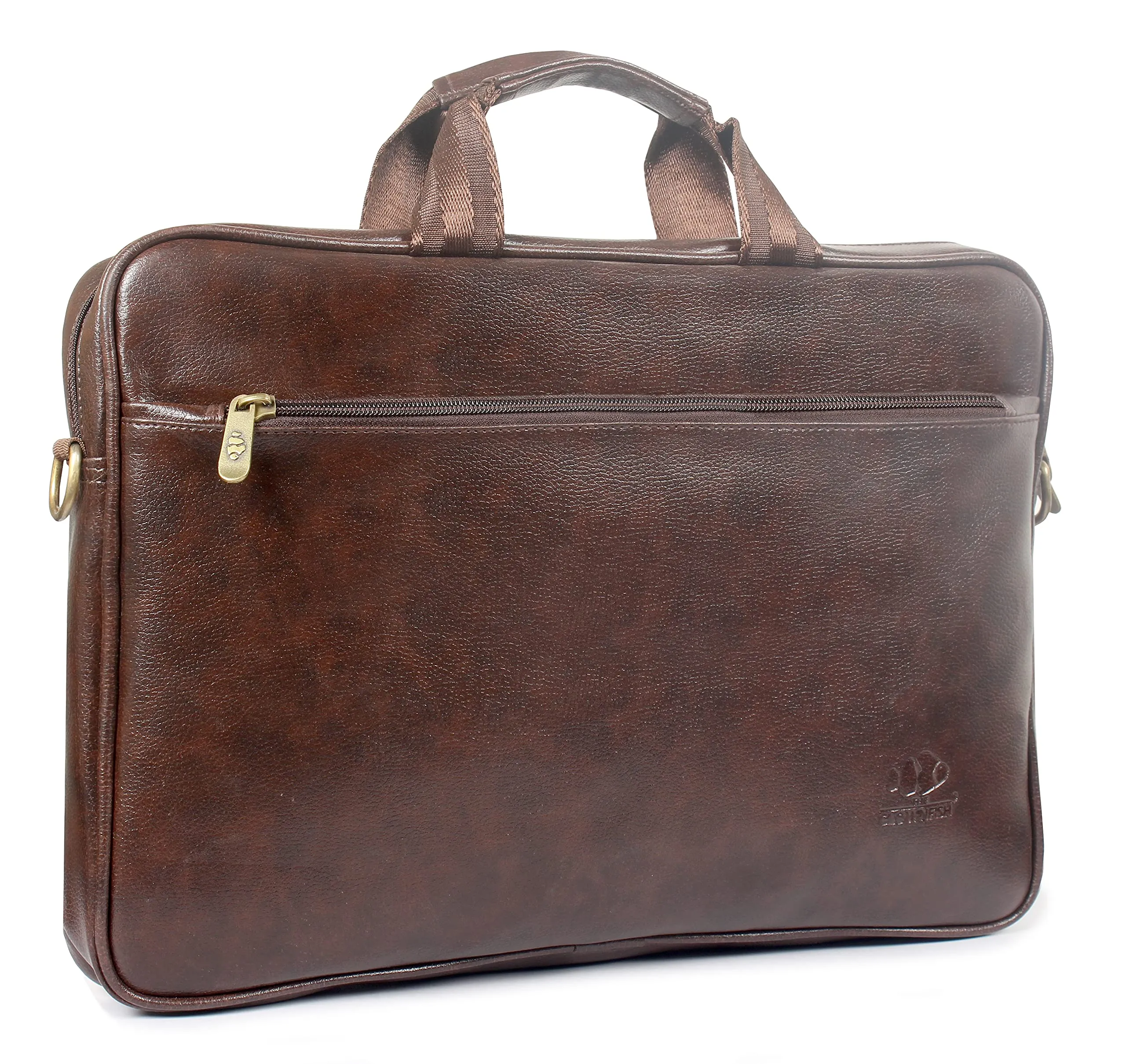 THE CLOWNFISH Zeus Faux Leather 15.6 inch Laptop Messenger Bag Briefcase (Dark Brown)