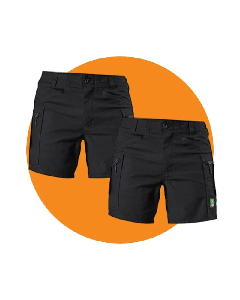 Tradies WS-6 Comfort Waist Stretch Cargo Short 2 Value Pack - Black/Black