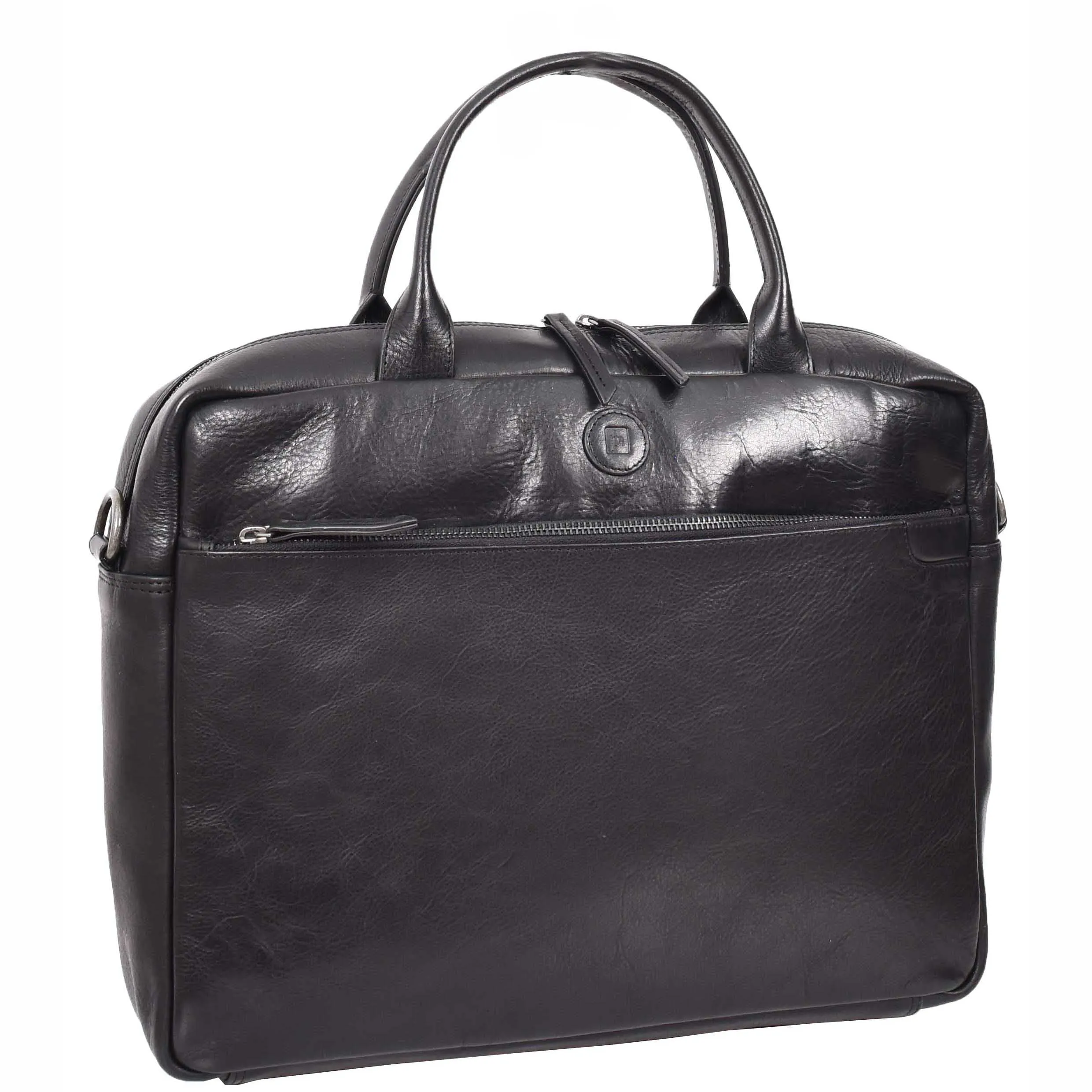 Vegetable Tanned Leather Briefcase Bag Satchel Laptop HOL3002 Black