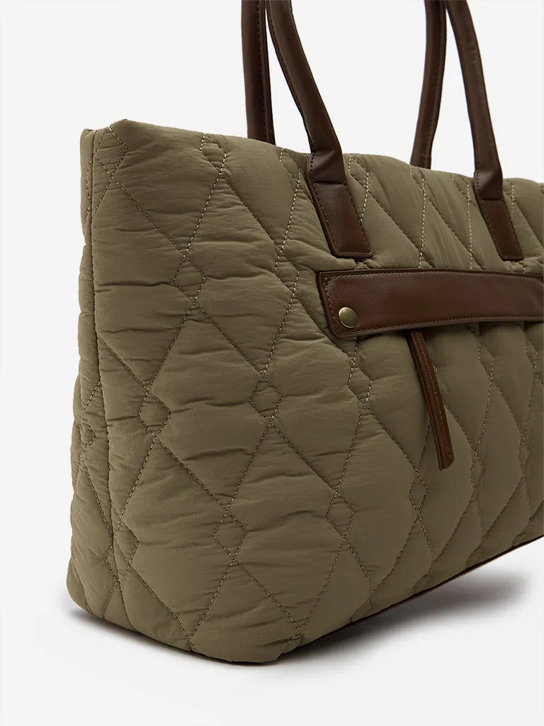 Westside Olive Quilted Texture Hand Bag