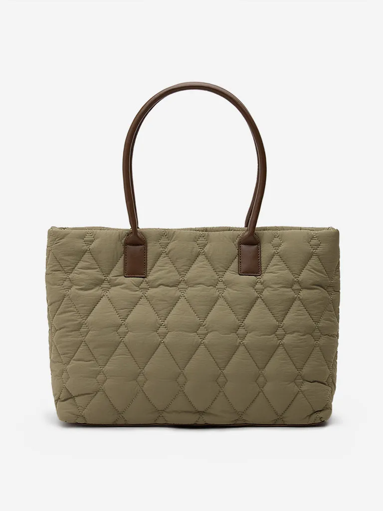 Westside Olive Quilted Texture Hand Bag