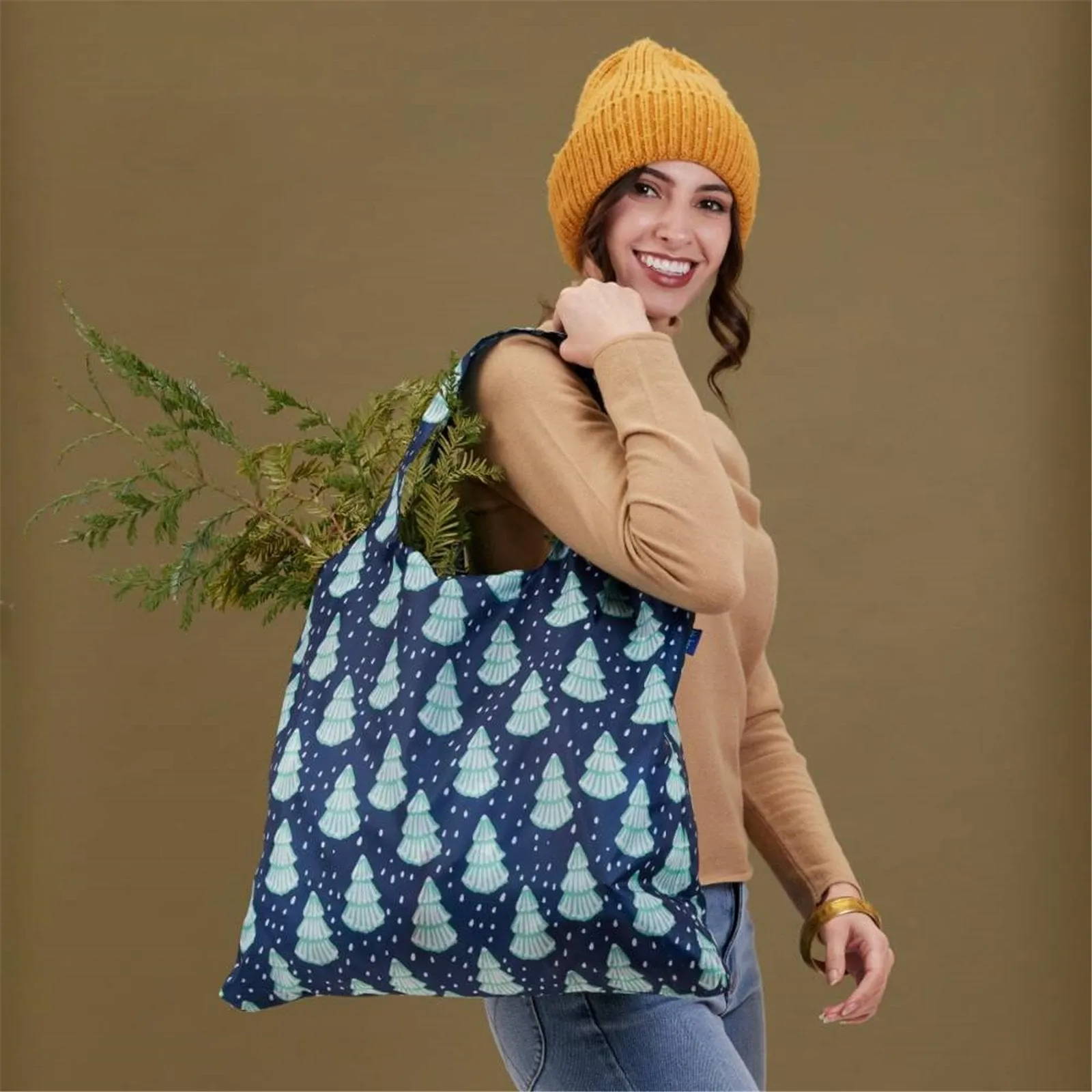 Winter Trees blu Reusable Shopping Bag-Machine washable