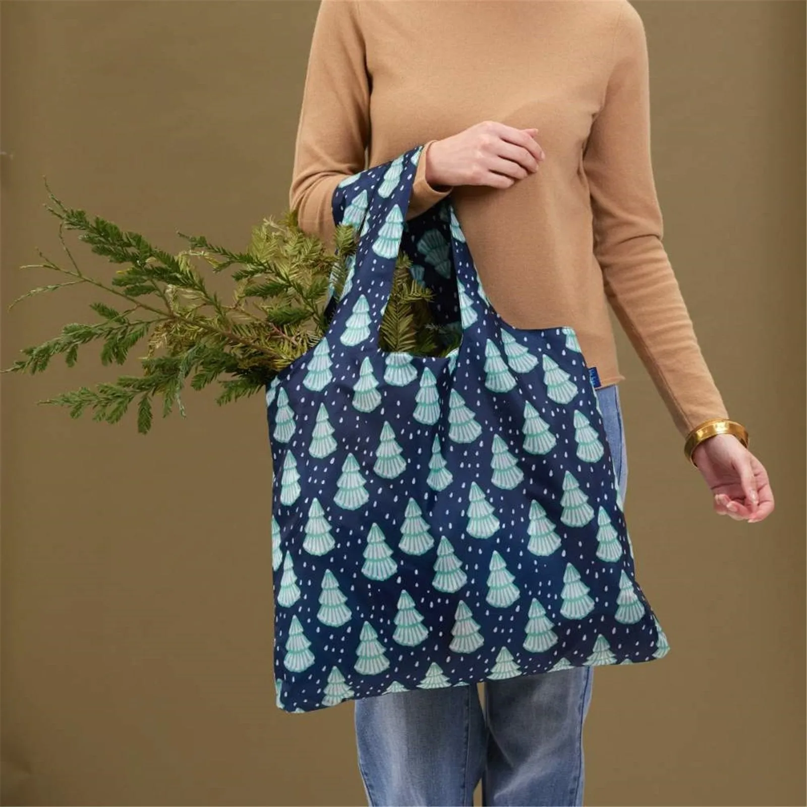 Winter Trees blu Reusable Shopping Bag-Machine washable